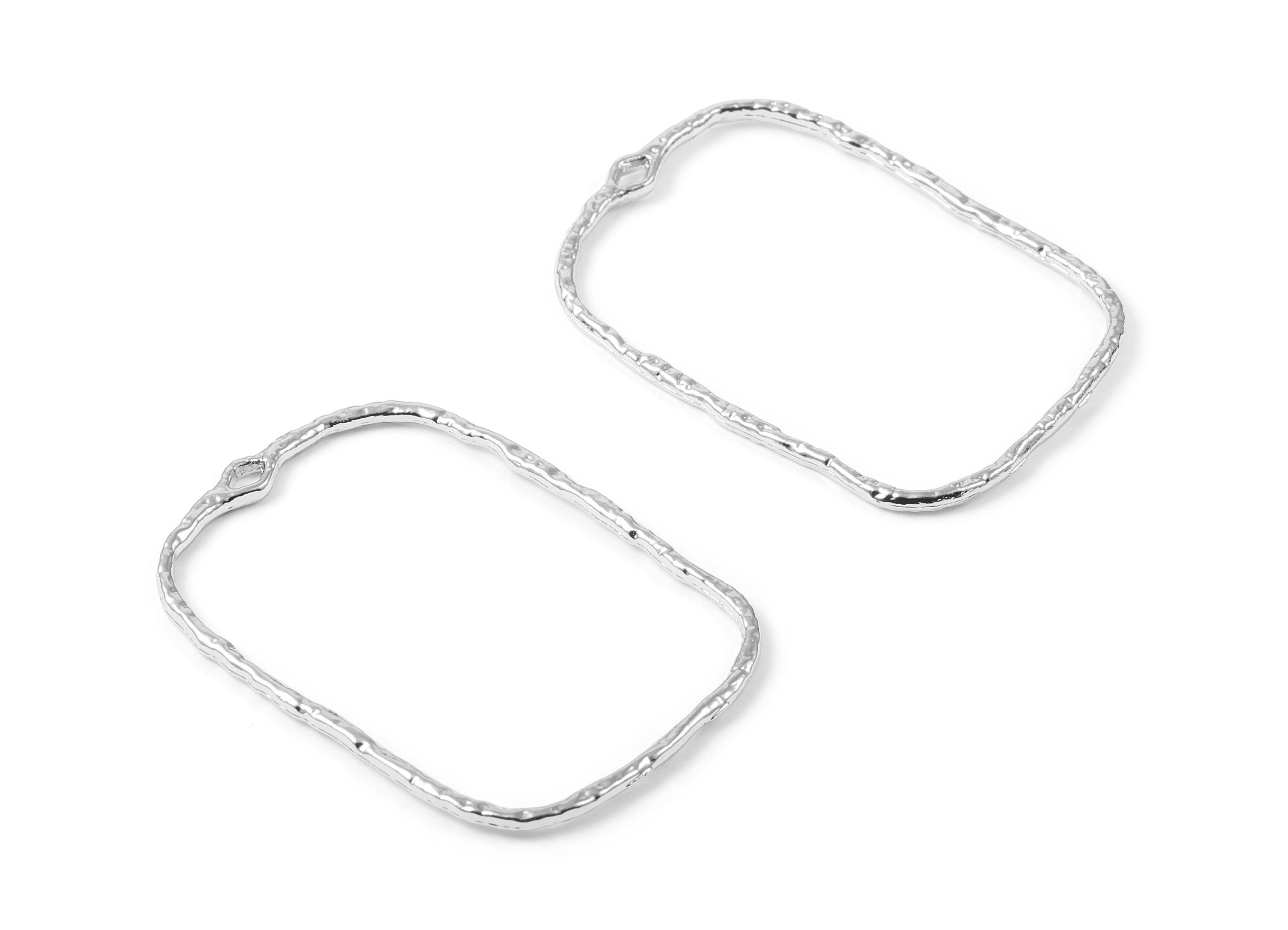 Frame Shaped Charms - Alloy Earring Findings - Silver Color - Alloy Pendant for Necklace - Jewelry Supplies - 46x32x1.6mm - ZZ1157S - DOMEDBAZAAR