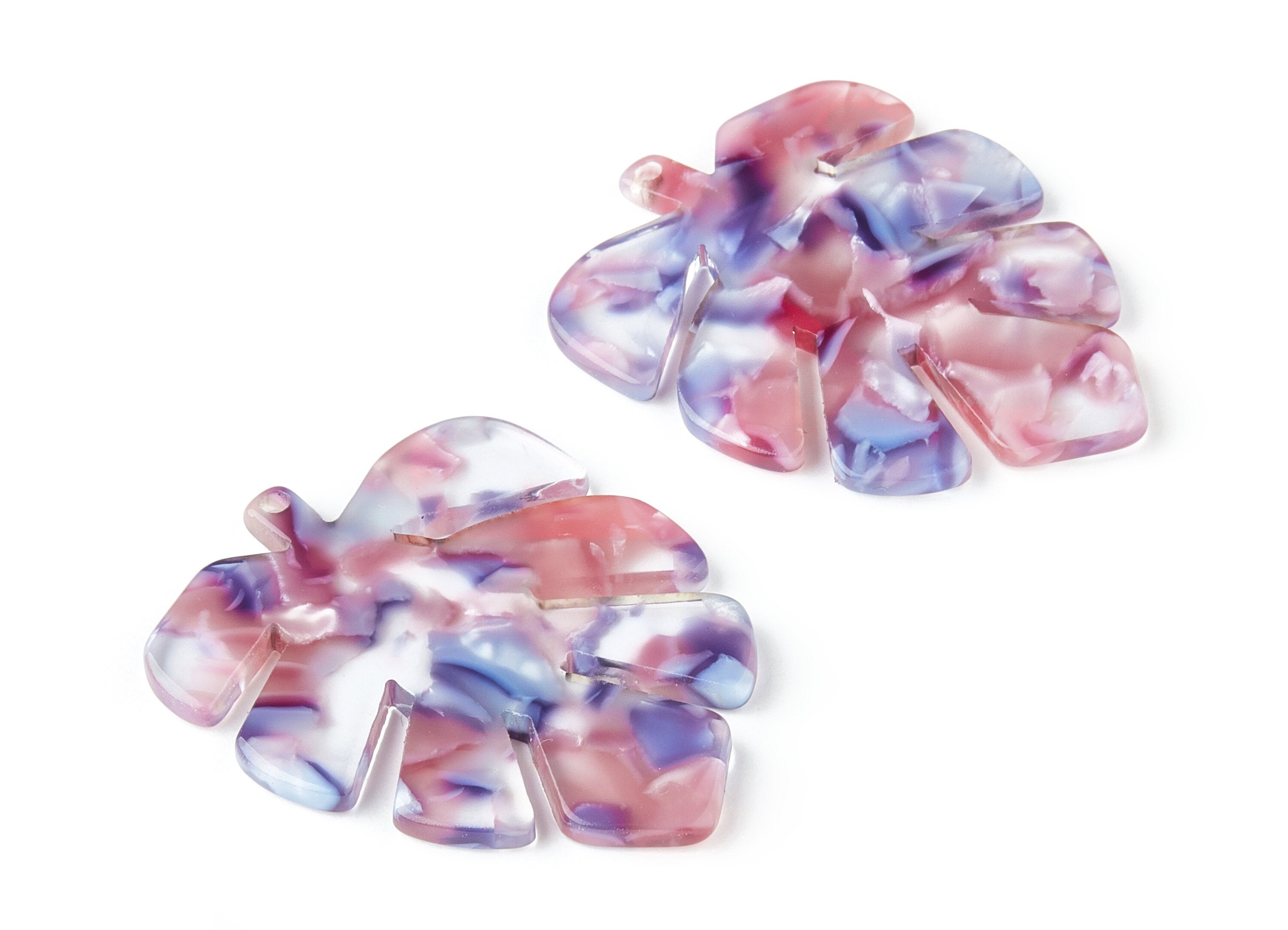 Acetate Leaf Charms -  Leaf Earrings and Pendant - Earring Findings - Jewelry Supplies - Color Code: A150 - 44x35x2.5mm - AC1052N - DOMEDBAZAAR