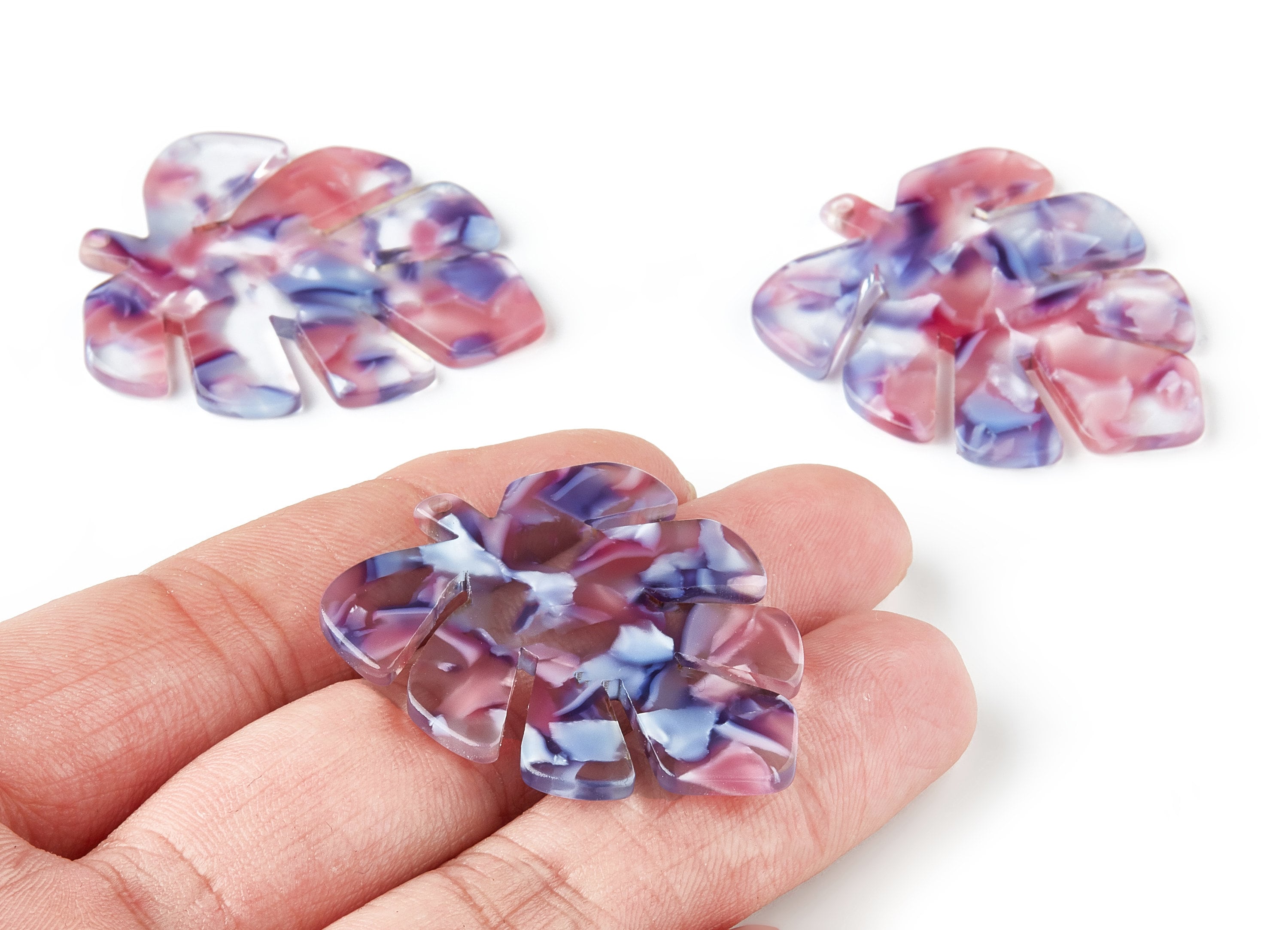 Acetate Leaf Charms -  Leaf Earrings and Pendant - Earring Findings - Jewelry Supplies - Color Code: A150 - 44x35x2.5mm - AC1052N - DOMEDBAZAAR