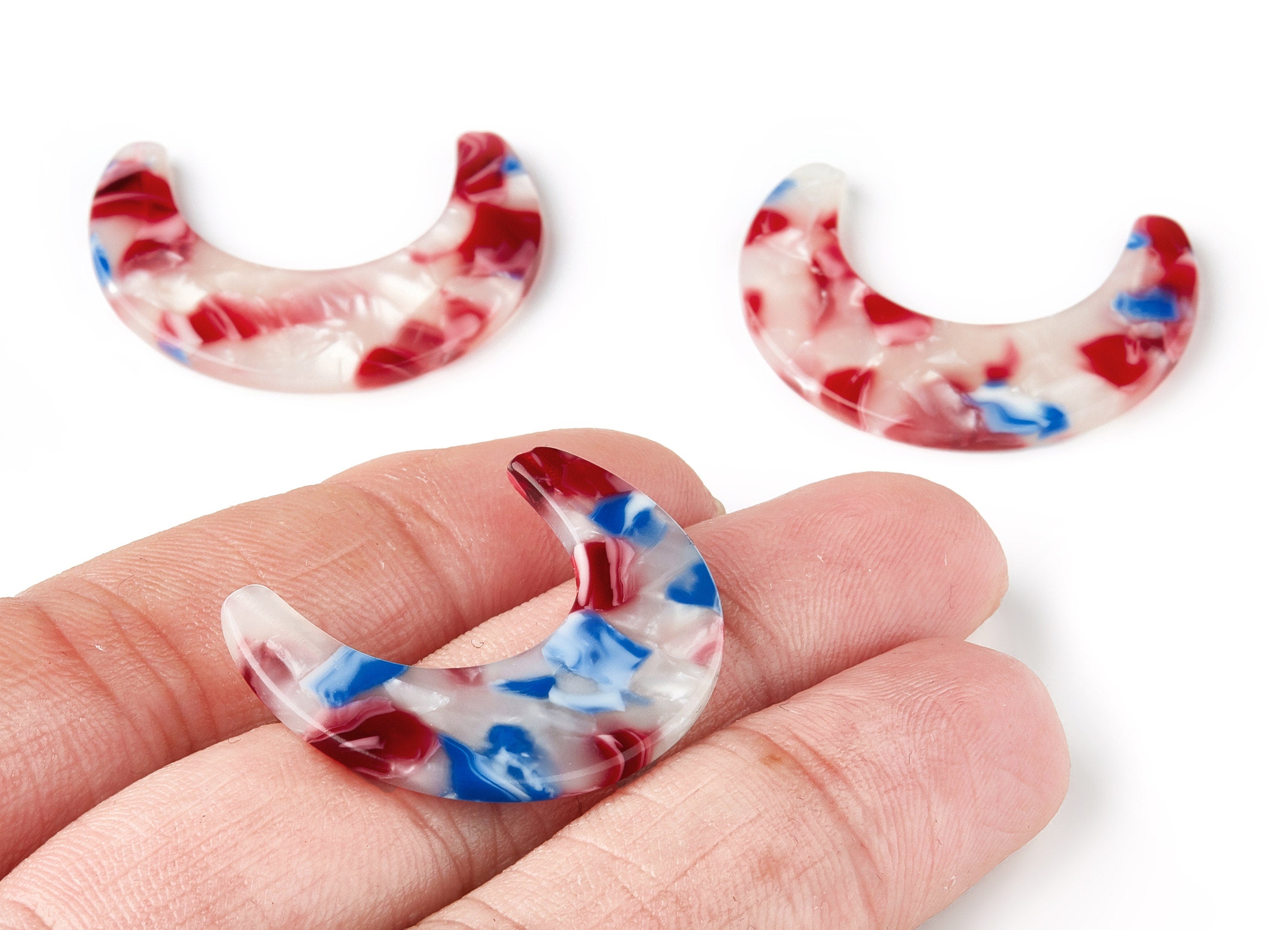 Acetate Moon Earring Charms - Acrylic Moon Pendant -  Earring Findings - Jewelry Supplies - Color Code: A52 - 32.6x25.5x2.61mm - AC1438B - DOMEDBAZAAR