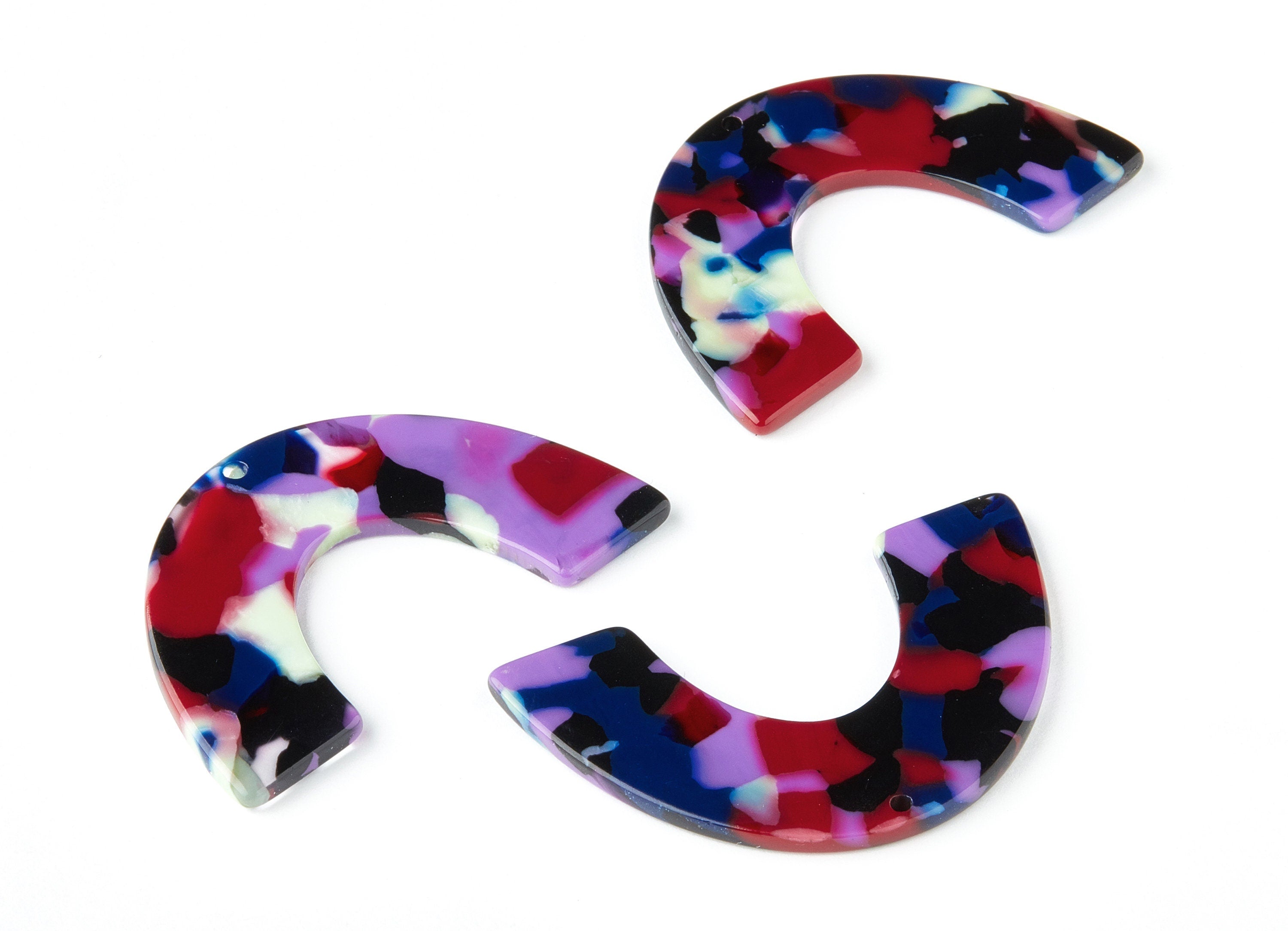 Acetate Large Arch Earring Charms One Hole - U Shaped Pendant - Jewelry Supplies - Color Code: A151 - 47.7x29.87x2.6mm - AC1095AB - DOMEDBAZAAR