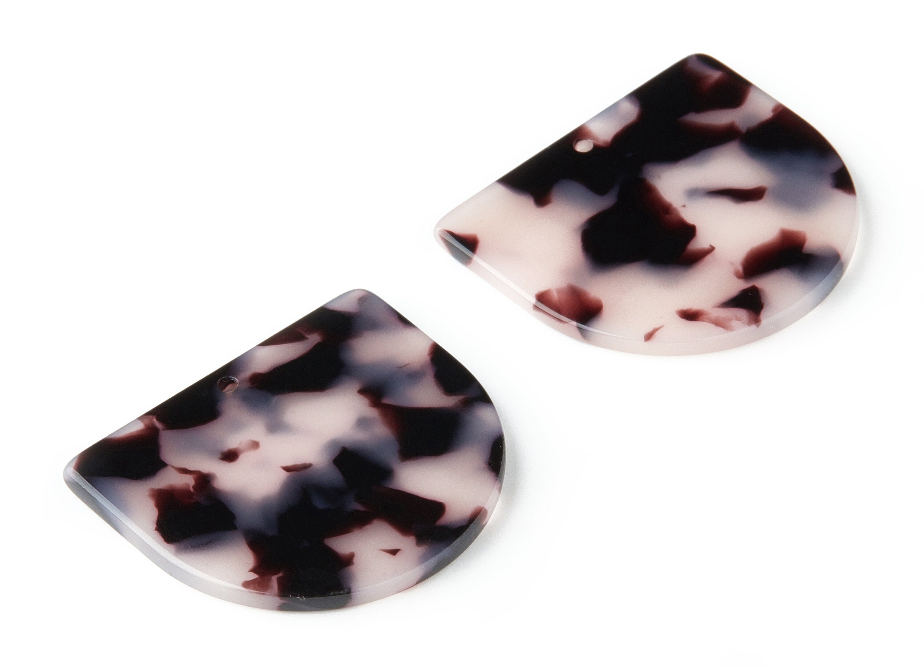 Acetate Acrylic Earring Charms - Blonde Tortoise Shell Earrings - D Shaped Pendant - Color Code: A06 - 29.6x34.5x2.51mm - AC1094-A06 - DOMEDBAZAAR