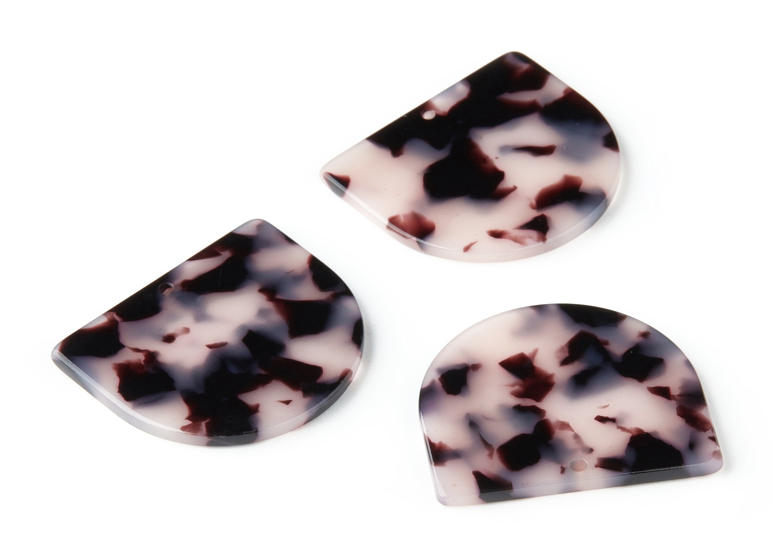 Acetate Acrylic Earring Charms - Blonde Tortoise Shell Earrings - D Shaped Pendant - Color Code: A06 - 29.6x34.5x2.51mm - AC1094-A06 - DOMEDBAZAAR
