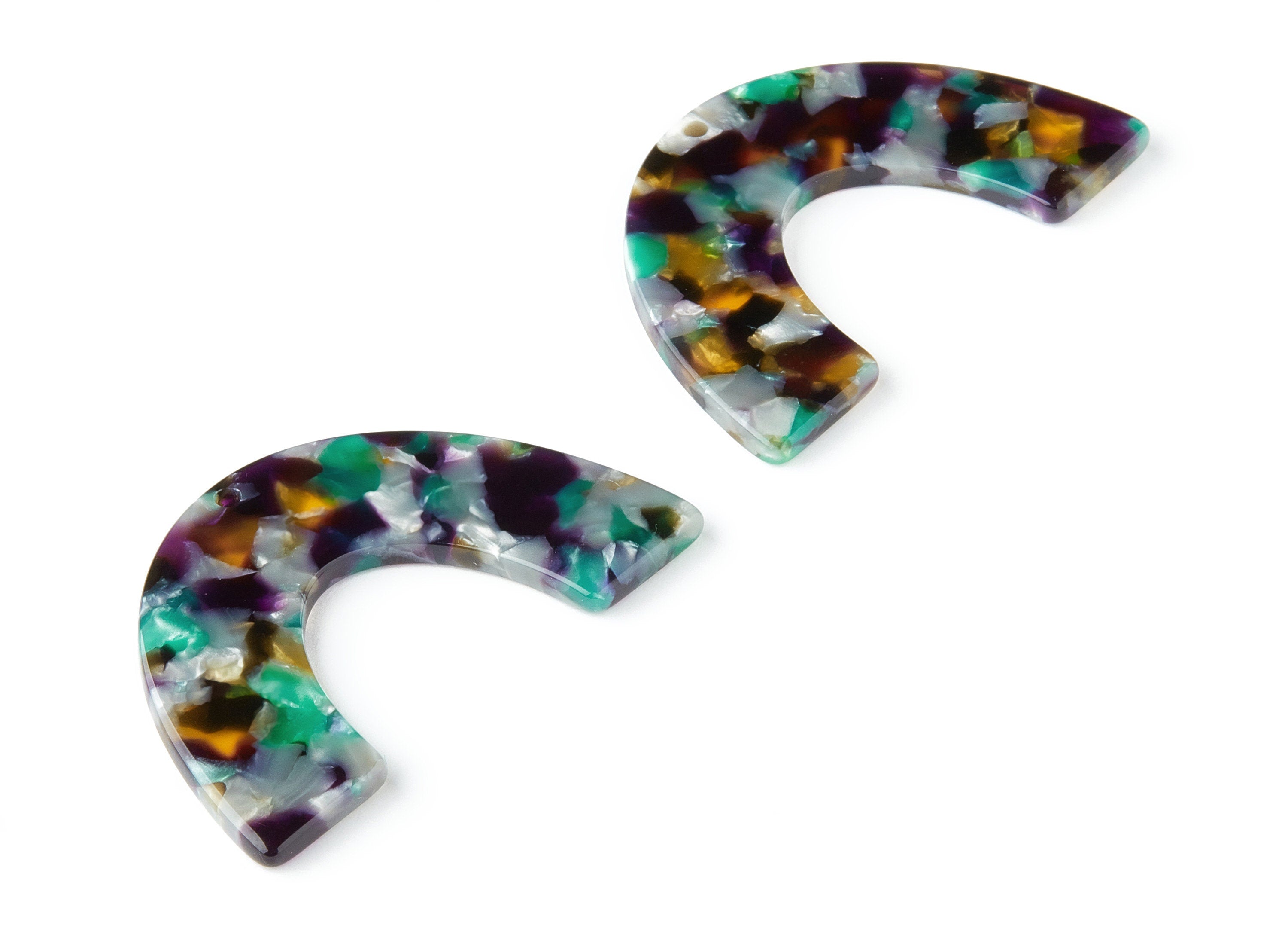 Acetate Large Arch Earring Charms - U Shaped Pendant - Earring Findings - Jewelry Supplies - Color Code: A50 - 47.7x29.87x2.6mm - AC1095AC - DOMEDBAZAAR