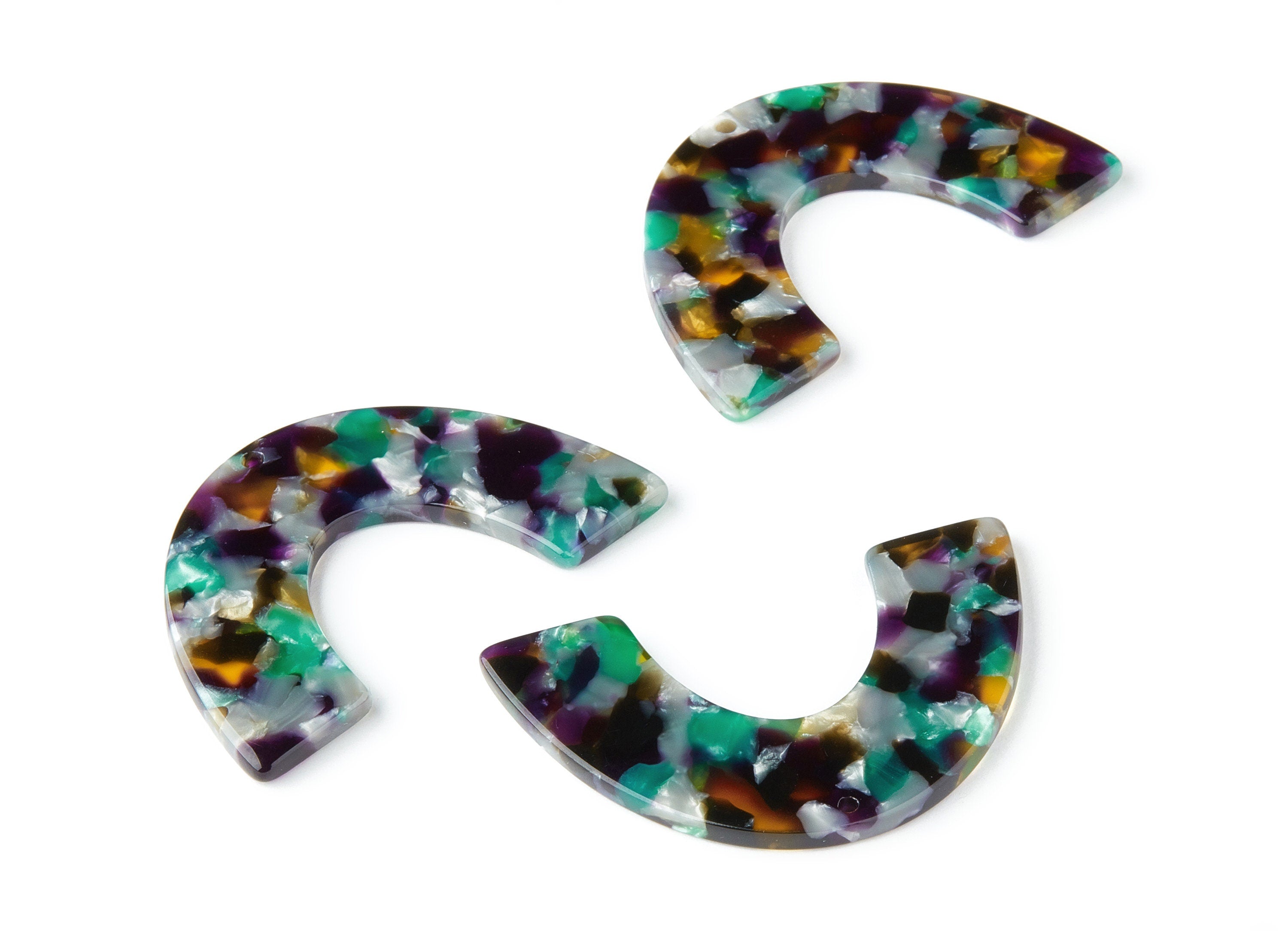 Acetate Large Arch Earring Charms - U Shaped Pendant - Earring Findings - Jewelry Supplies - Color Code: A50 - 47.7x29.87x2.6mm - AC1095AC - DOMEDBAZAAR