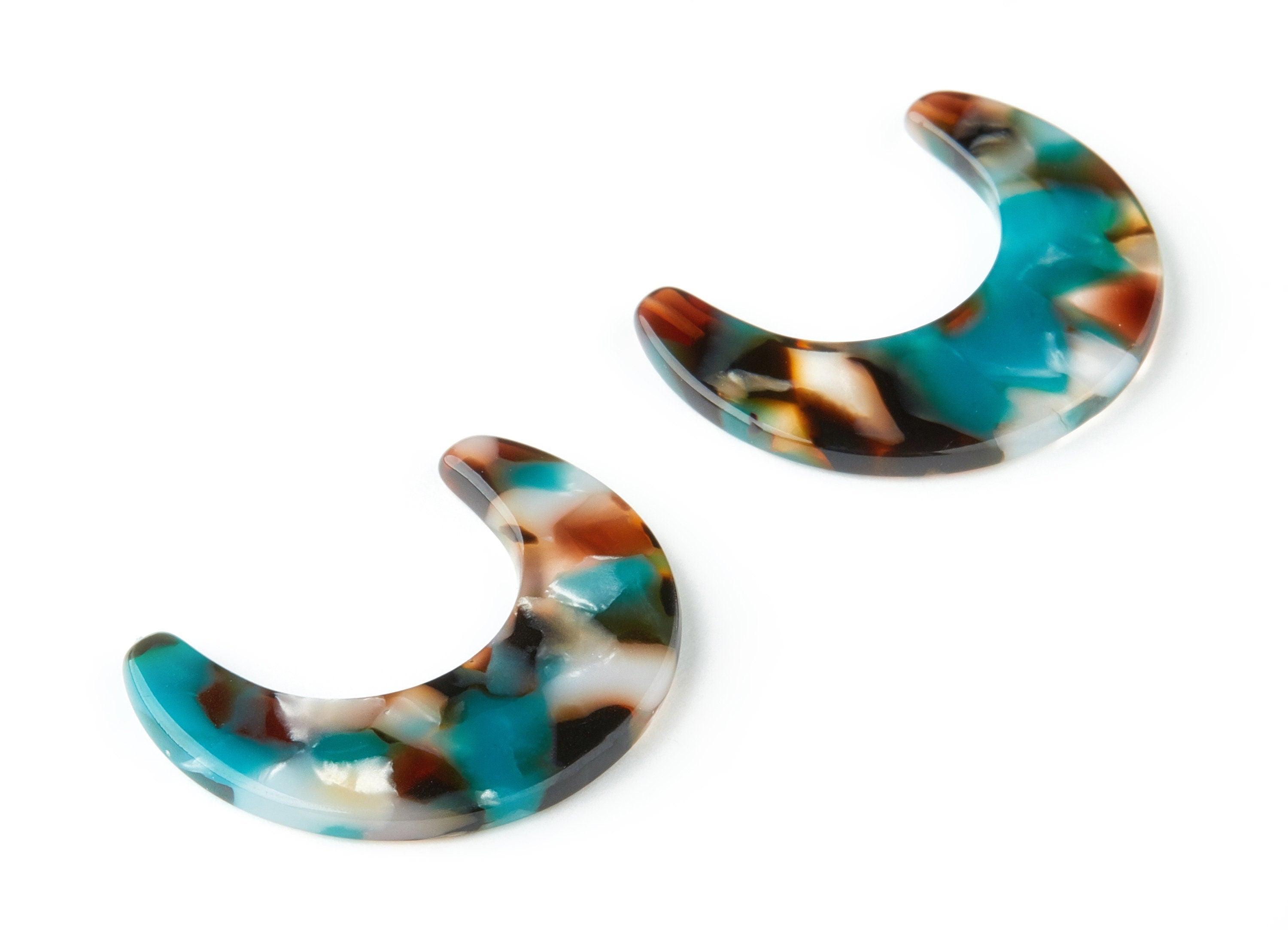 Acetate Moon Earring Charms - Moon Shaped Penadnt - Earring Findings - Jewelry Supplies - Color Code:A152 - 32.6x25.5x2.61mm - AC1438-A152 - DOMEDBAZAAR