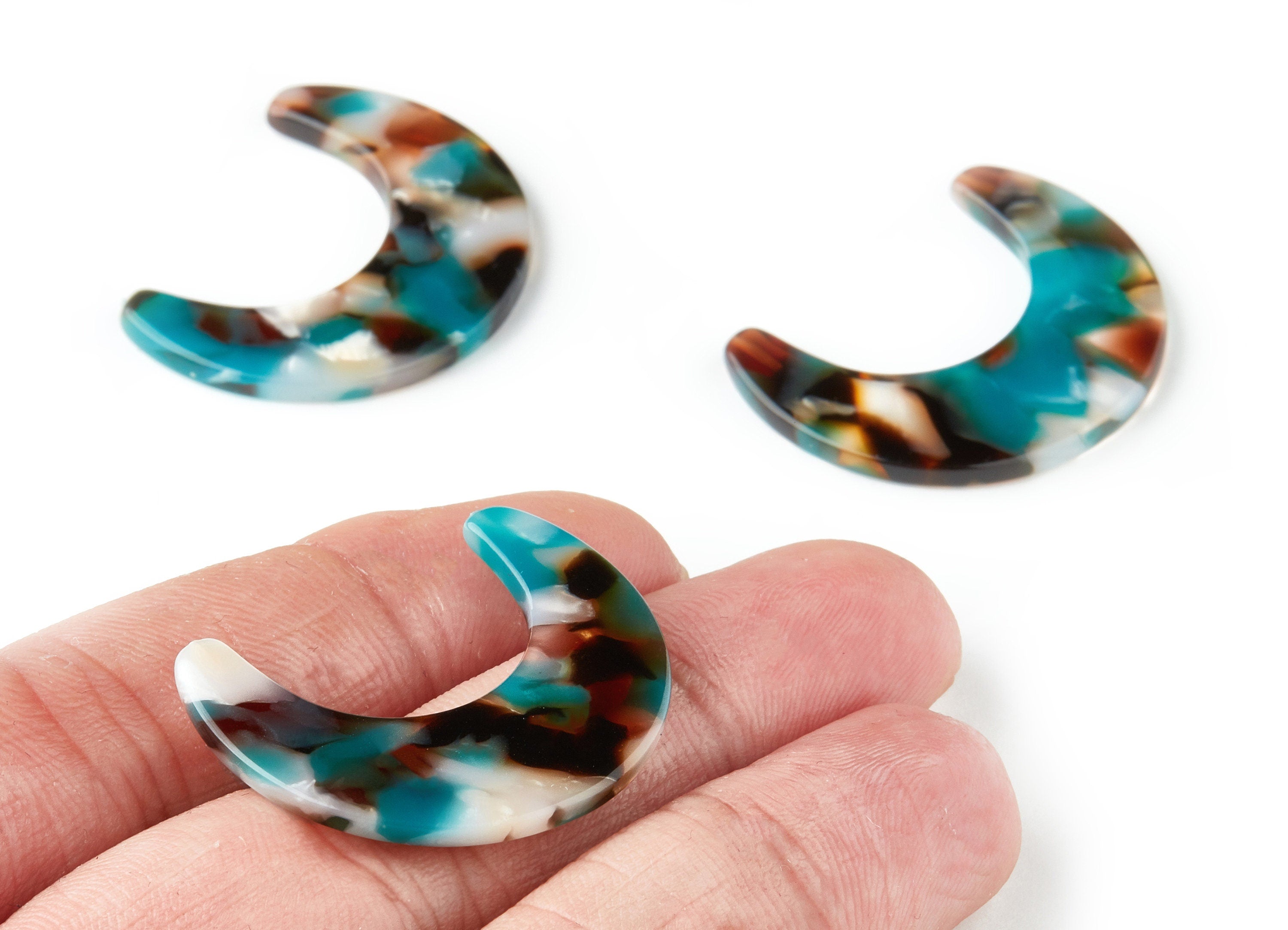Acetate Moon Earring Charms - Moon Shaped Penadnt - Earring Findings - Jewelry Supplies - Color Code:A152 - 32.6x25.5x2.61mm - AC1438-A152 - DOMEDBAZAAR