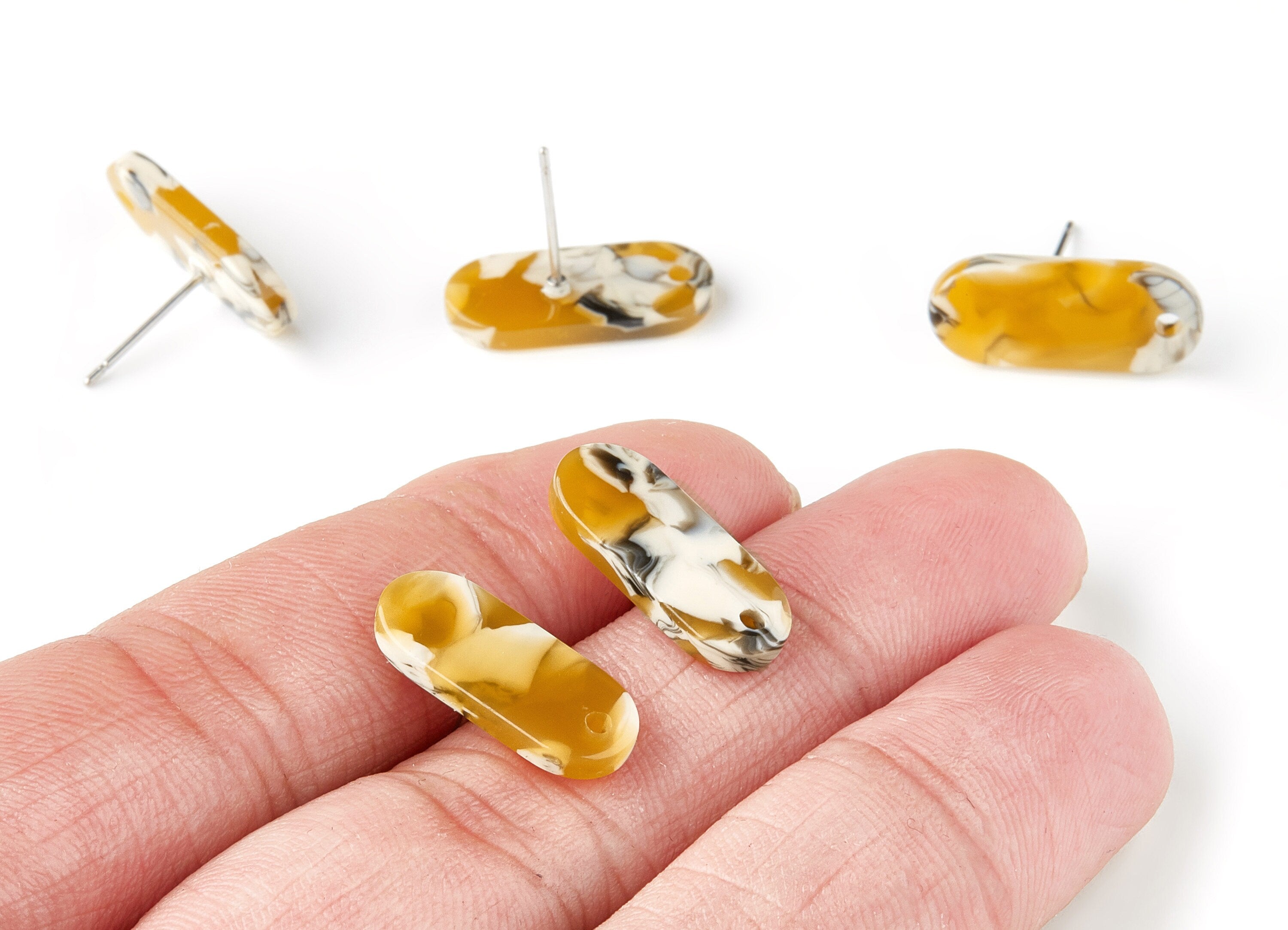 Acetate Oval Earring Stud - Acrylic Oval Earring Post - Earring Post - Jewelry Supplies - Color Code: A14 - 18.78x7.85x2.7mm - AC1276BB - DOMEDBAZAAR