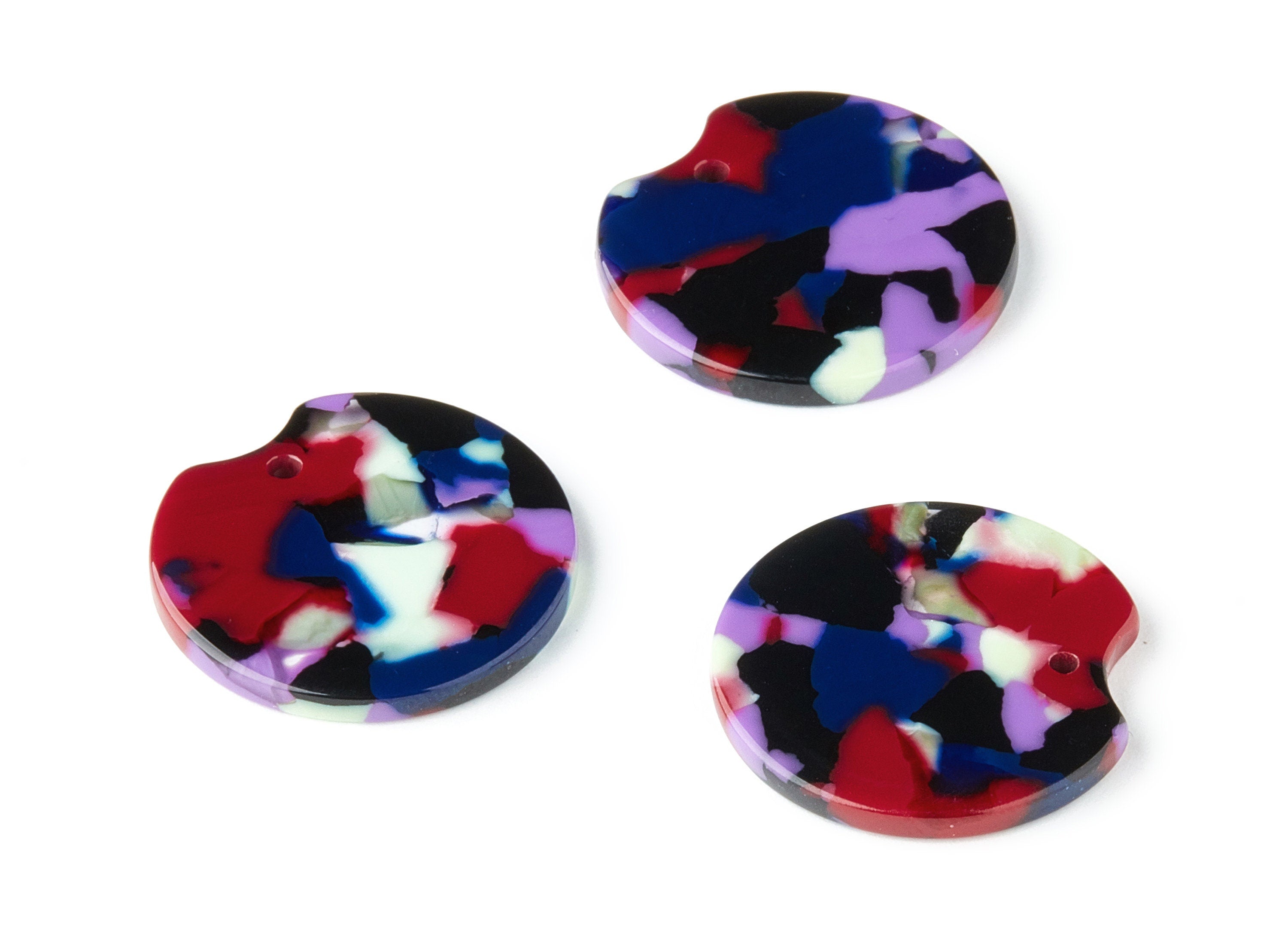 Acetate Round Earring Charms - Acrylic Circle Pendant - Earring Findings - Jewelry Supplies - Color Code: A151 - 24.5x23.87x2.55mm - AC1437A - DOMEDBAZAAR