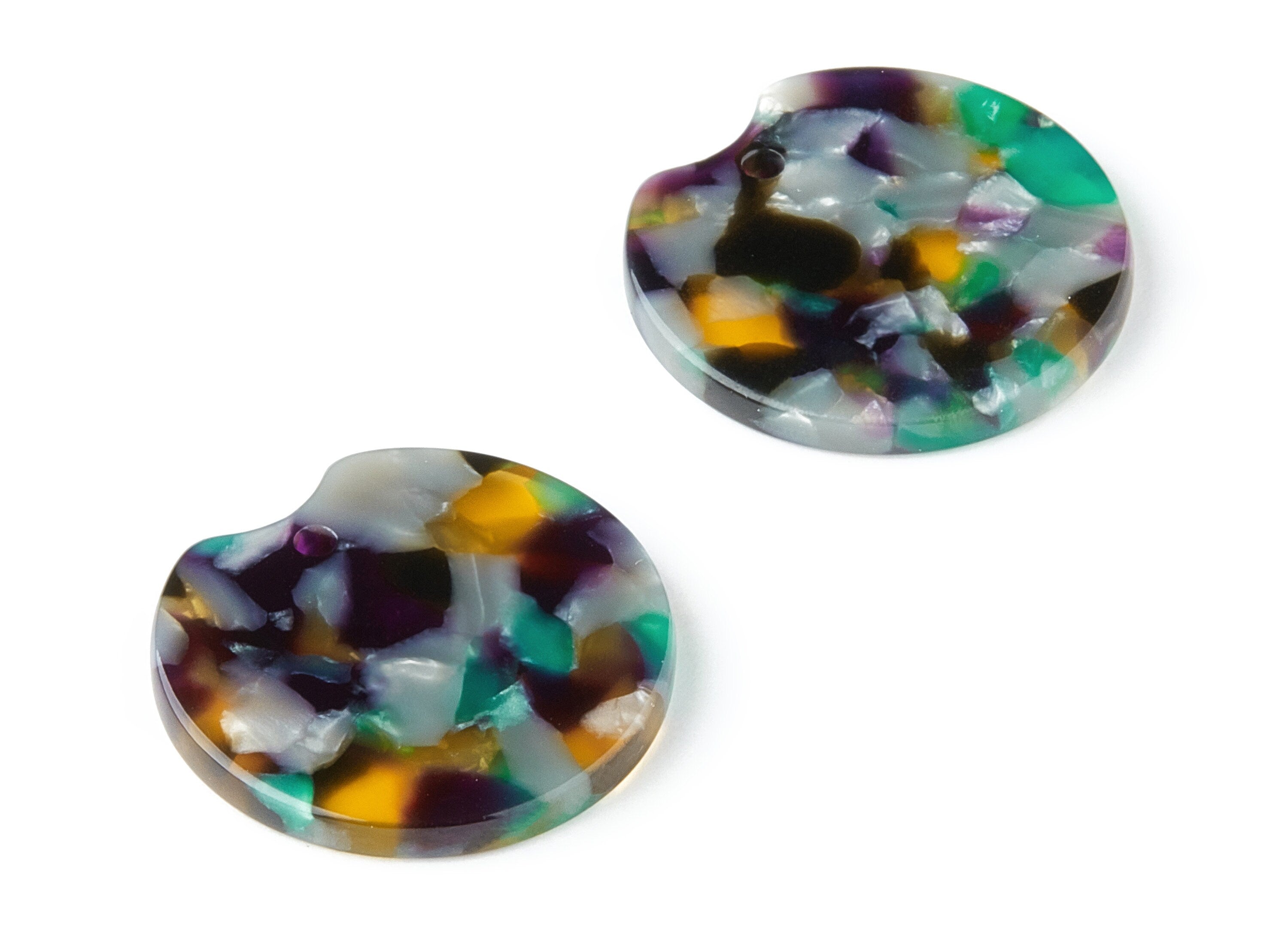Acetate Round Earring Charms - Acrylic Circle Pendant -  Earring Findings - Jewelry Supplies - Color Code: A50 - 24.5x23.87x2.55mm - AC1437B - DOMEDBAZAAR