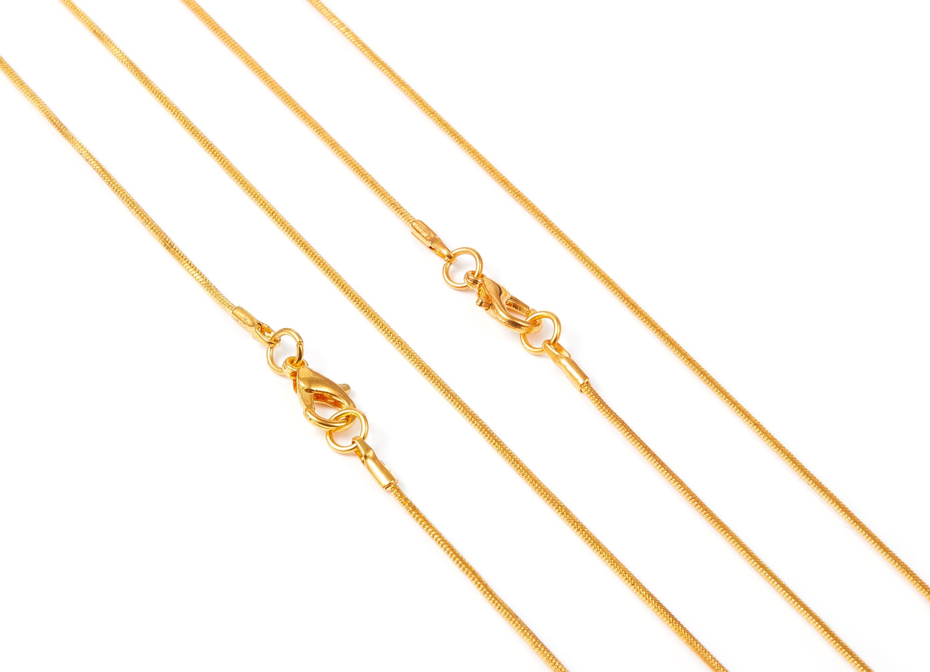 Finished Flat Snake Necklace Chain -16 Inch Raw Brass Chain - Gold Tone Plated Necklace Chain - 0.05&quot; x 0.05&quot;- CC1090 - DOMEDBAZAAR
