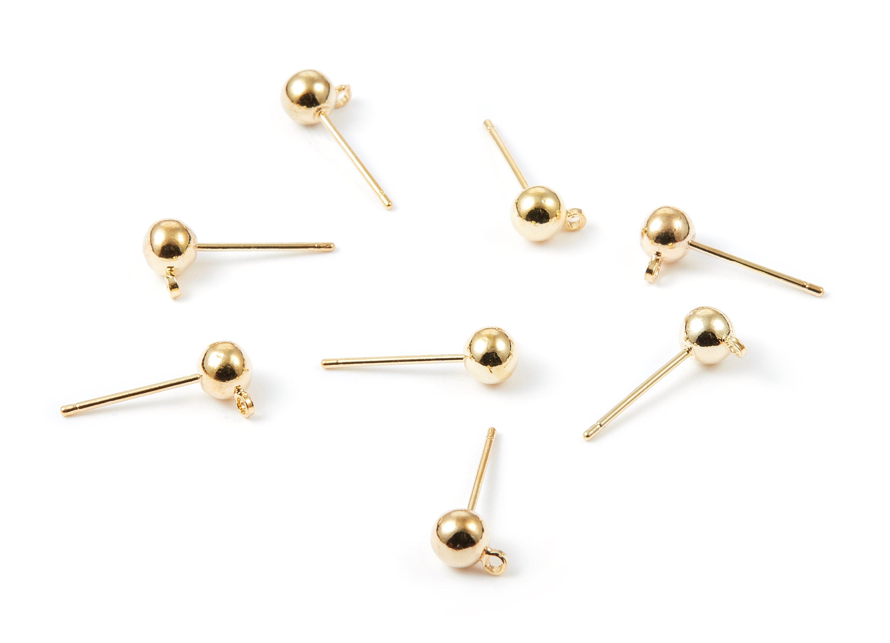 18K Real Gold Plated Earring Stud -  Brass Earring Post - 1 Hole - Jewelry Supplies - 7x5mm - RGP1037 - DOMEDBAZAAR