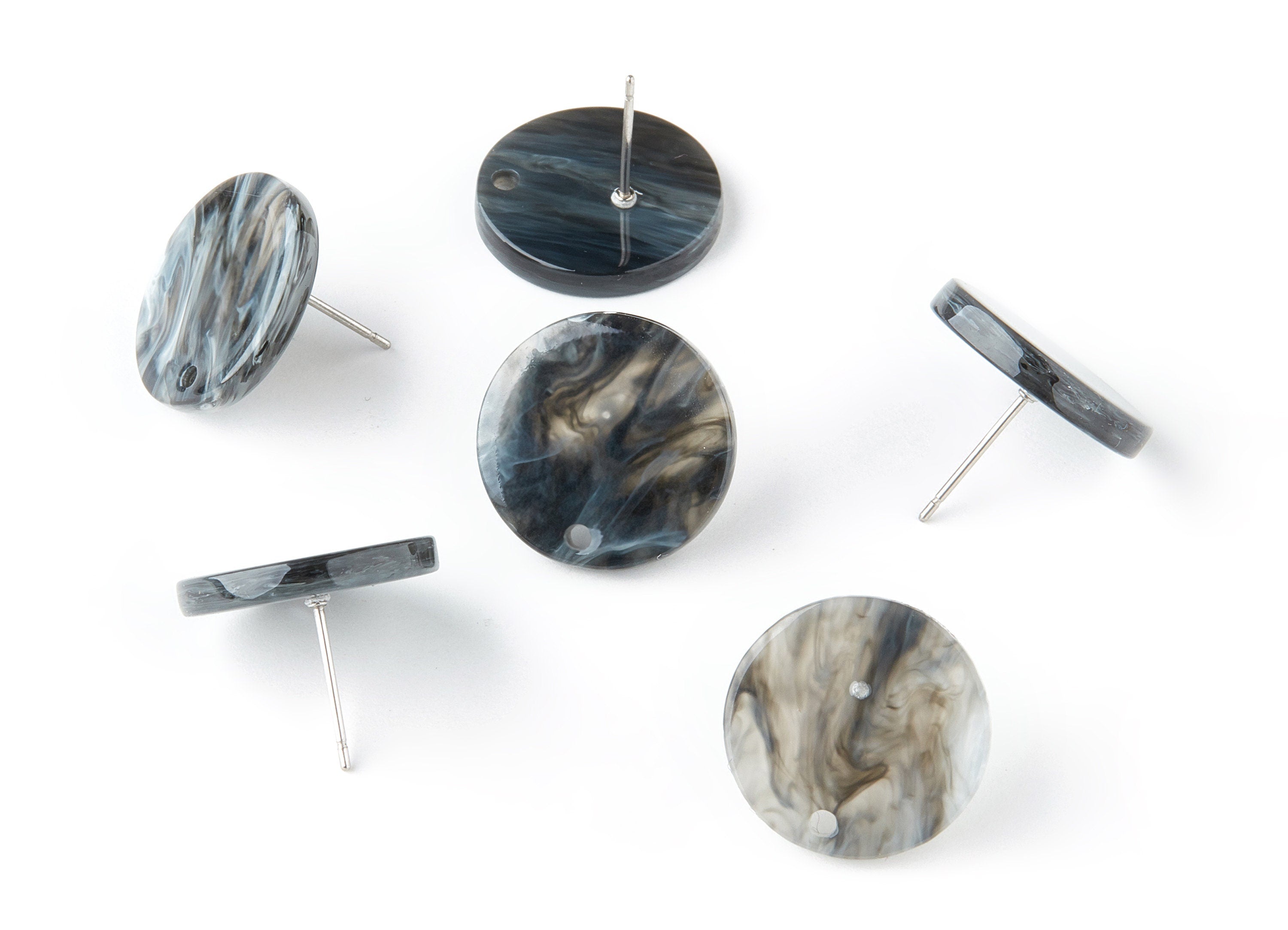 Acetate Round Earring Post - Acrylic Circle Earring Stud - Earring Post - Jewelry Supplies - Color Code: A155 - 17.84x17.84x2.64mm - AC1443B - DOMEDBAZAAR