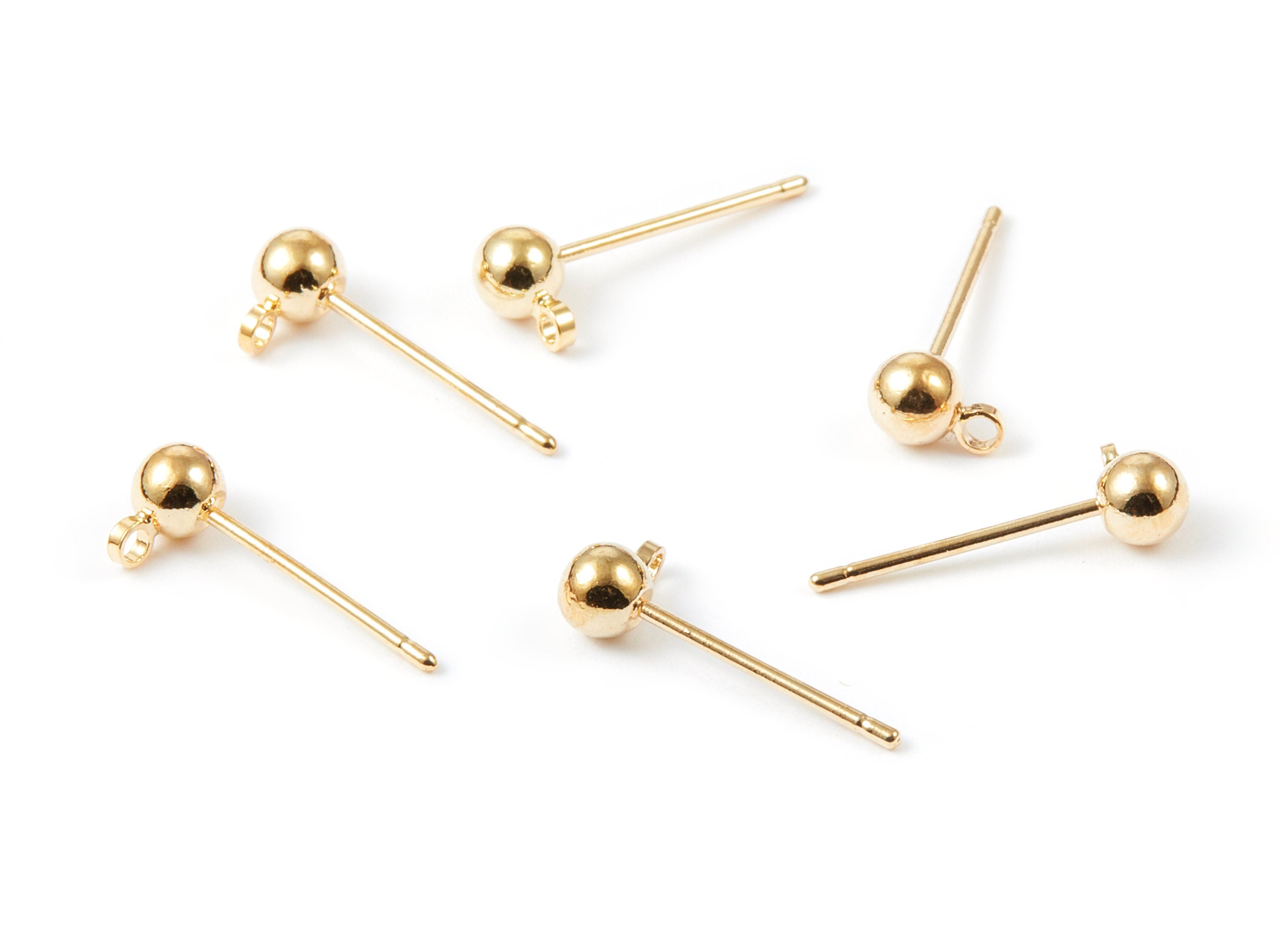 18K Real Gold Plated Earring Stud -  Brass Earring Post - 1 Hole - Jewelry Supplies - 6x4mm - RGP1036 - DOMEDBAZAAR