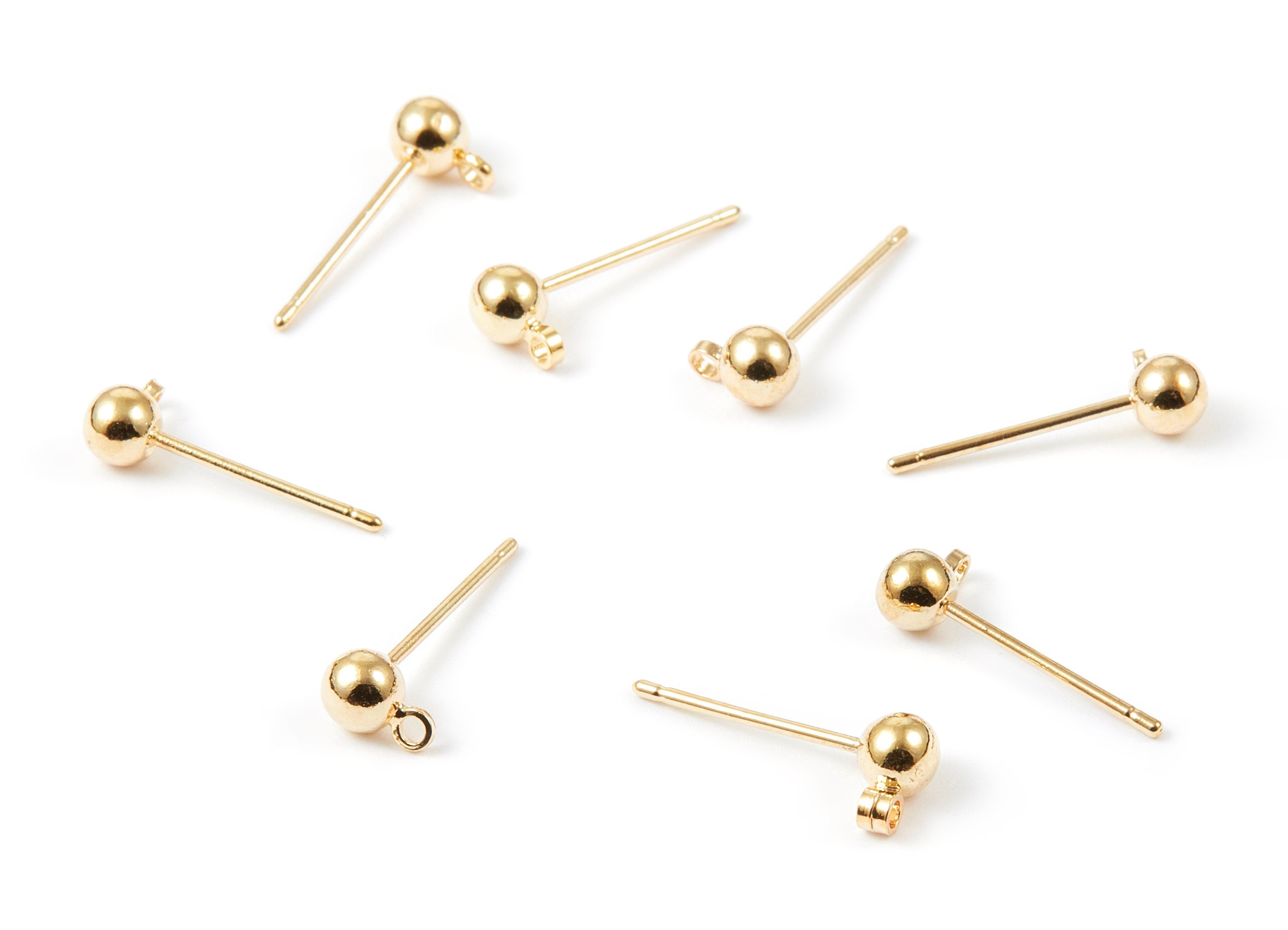 18K Real Gold Plated Earring Stud -  Brass Earring Post - 1 Hole - Jewelry Supplies - 6x4mm - RGP1036 - DOMEDBAZAAR