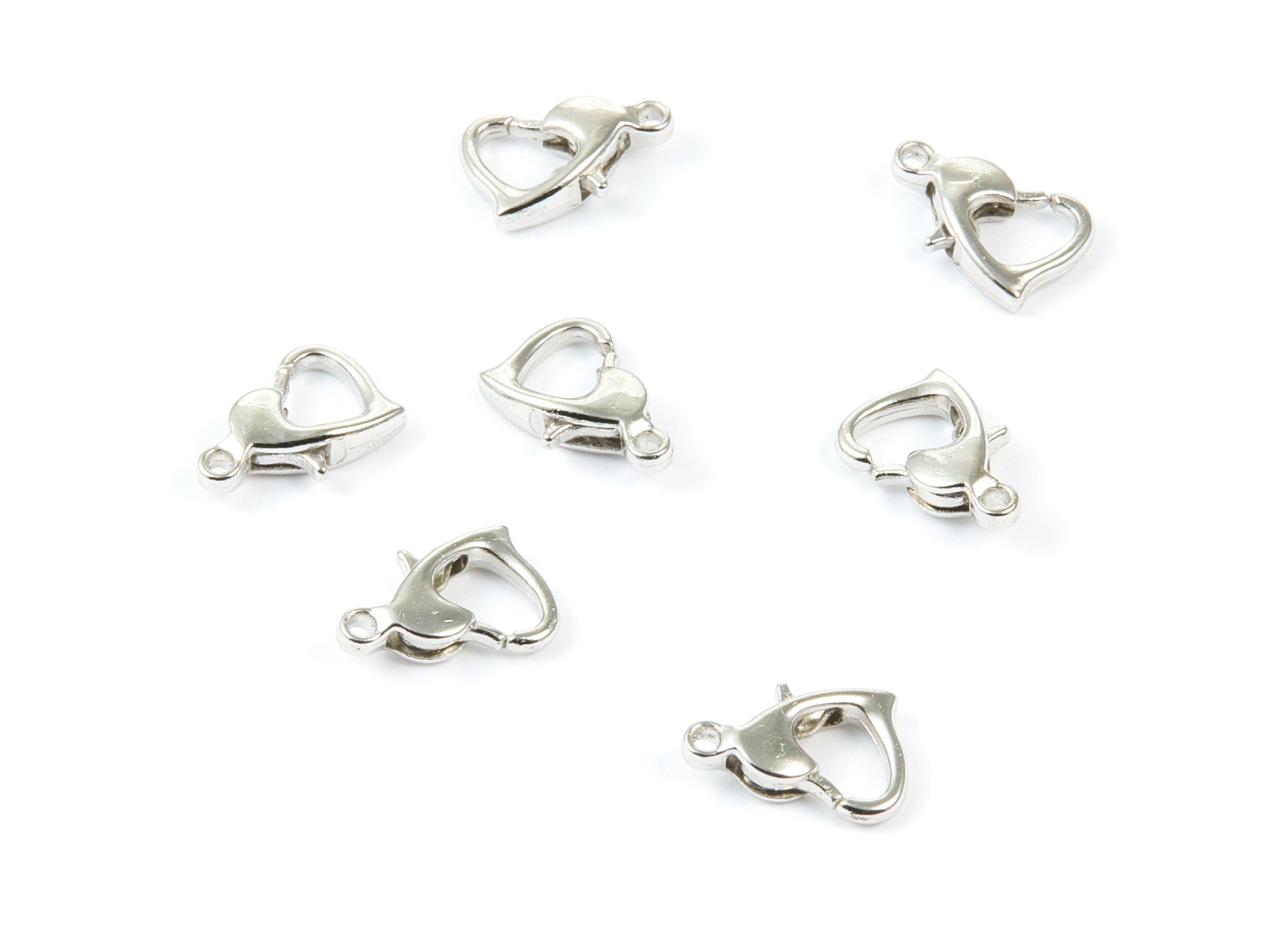 Brass Heart Parrot Clasp - Silver Tone Plated - Brass Heart Lobster Claw Clasps - Jewelry Supplies - 10,5x6,97mm - PP1698S - DOMEDBAZAAR