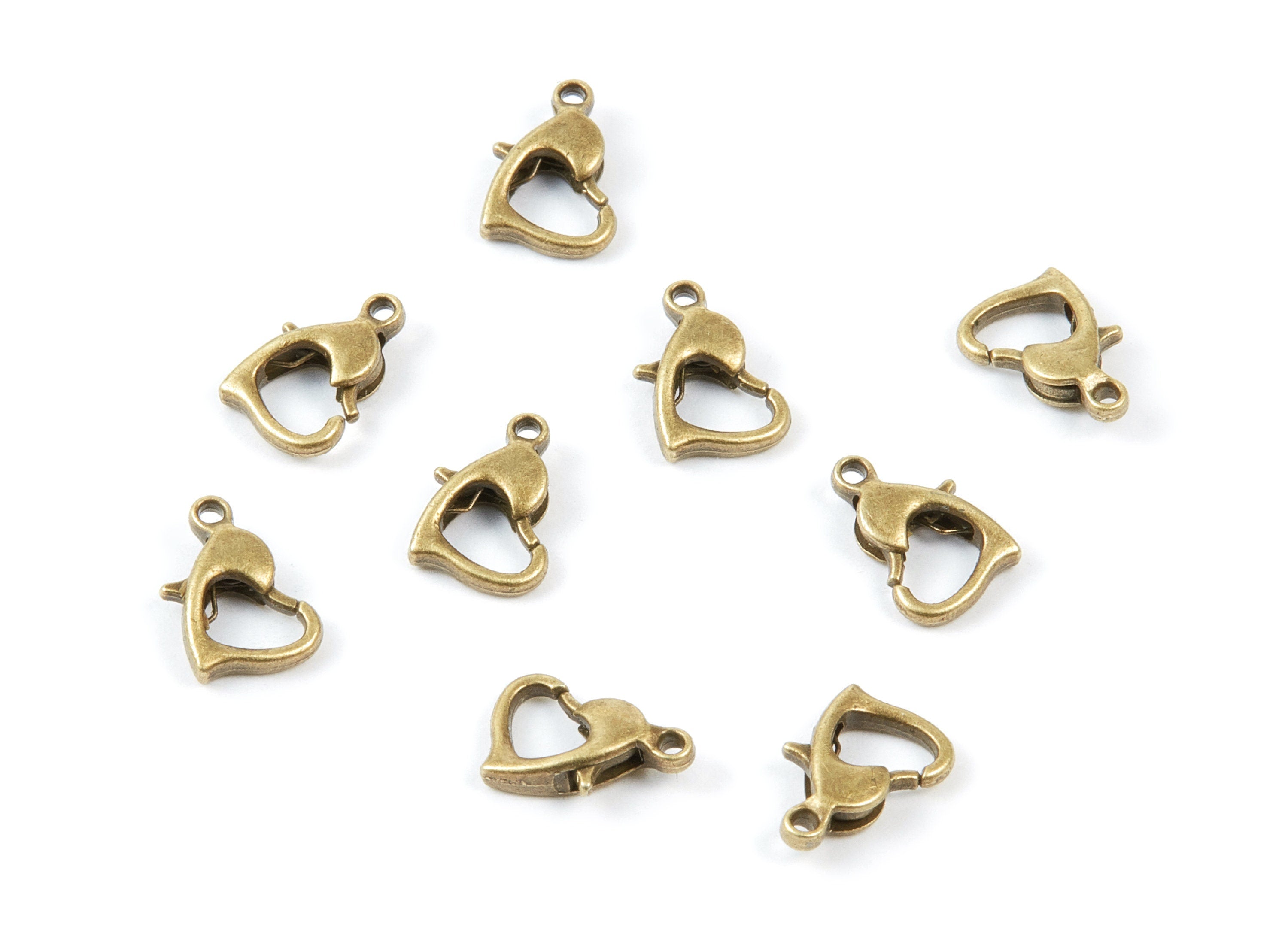 Brass Heart Parrot Clasp - Antique Bronze Tone Plated - Brass Heart Lobster Claw Clasps - Jewelry Supplies - 10,5x6,97mm - PP1698AB - DOMEDBAZAAR