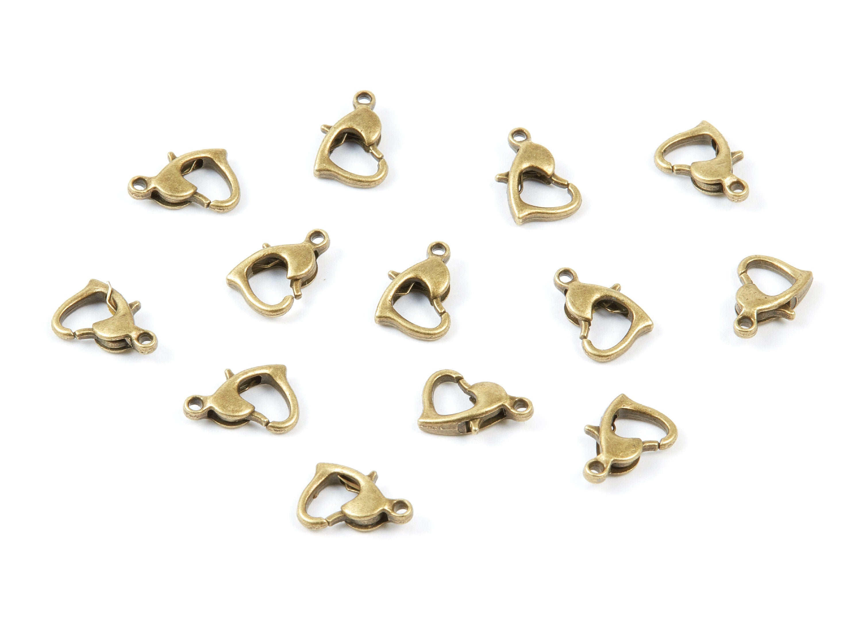 Brass Heart Parrot Clasp - Antique Bronze Tone Plated - Brass Heart Lobster Claw Clasps - Jewelry Supplies - 10,5x6,97mm - PP1698AB - DOMEDBAZAAR