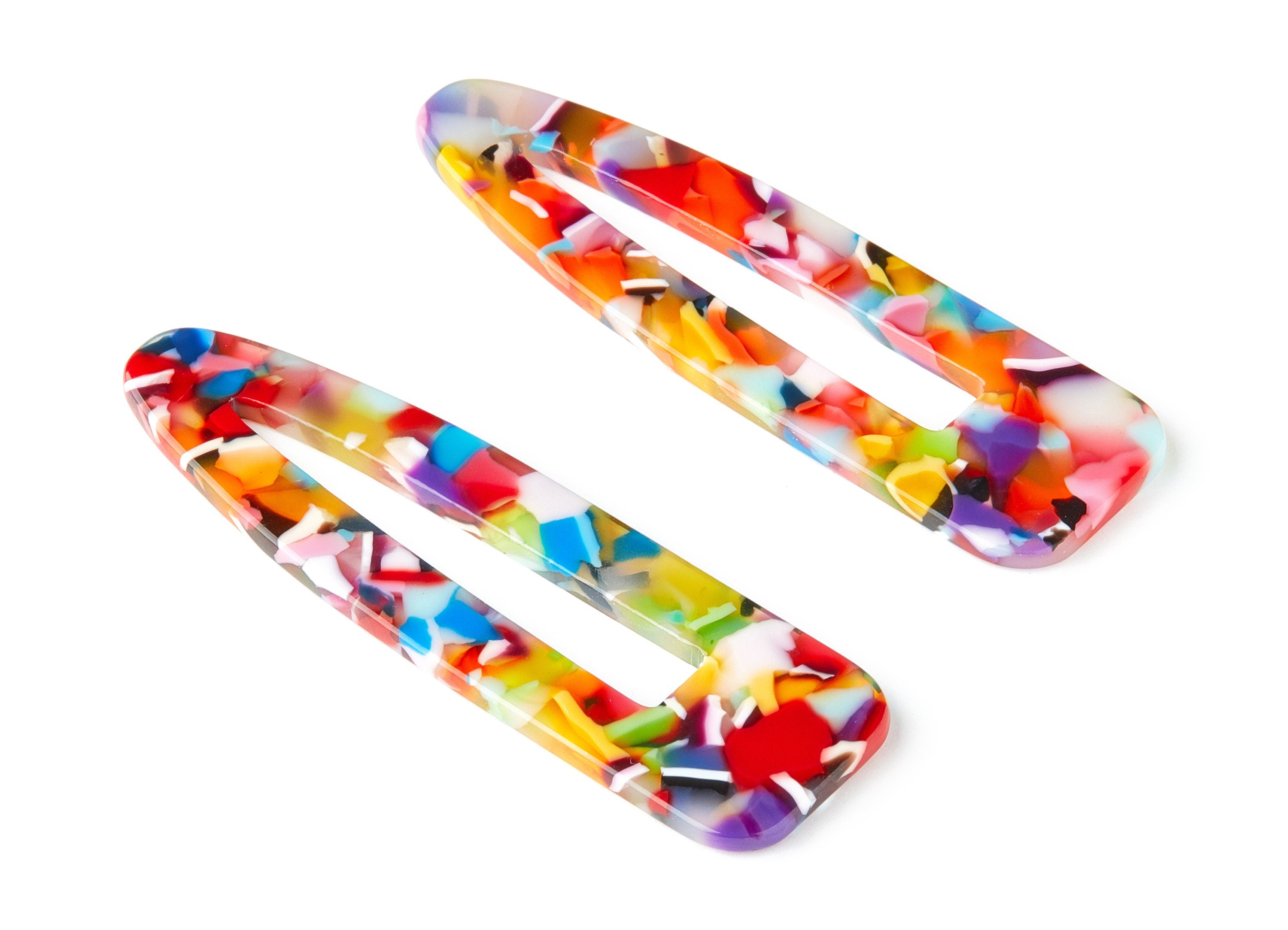 Acetate Acrylic Hair Barrette - Hair Clip Earrings - Earring Findings - Jewelry Supplies - Color Code:A21 - 69.2x20.4x2.4mm - AC1546-A21 - DOMEDBAZAAR
