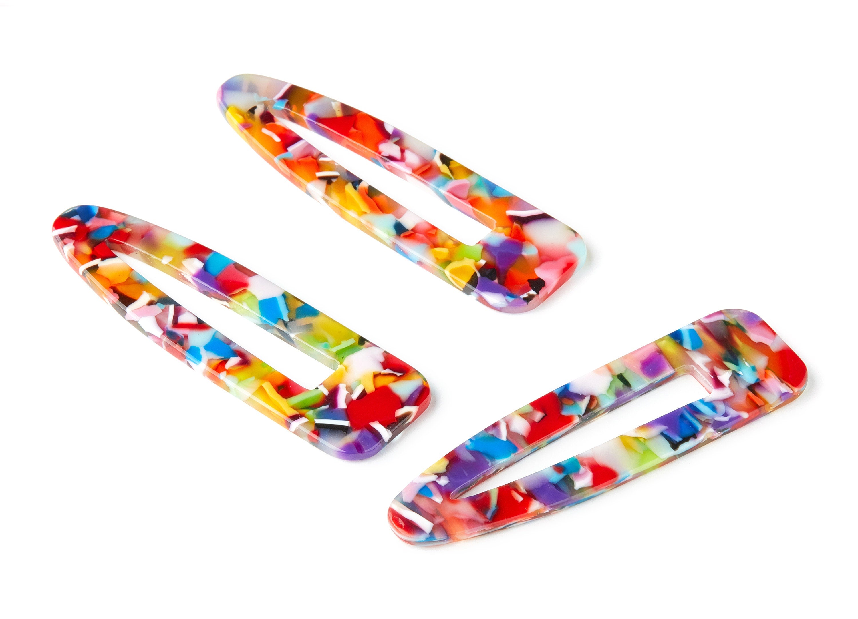 Acetate Acrylic Hair Barrette - Hair Clip Earrings - Earring Findings - Jewelry Supplies - Color Code:A21 - 69.2x20.4x2.4mm - AC1546-A21 - DOMEDBAZAAR
