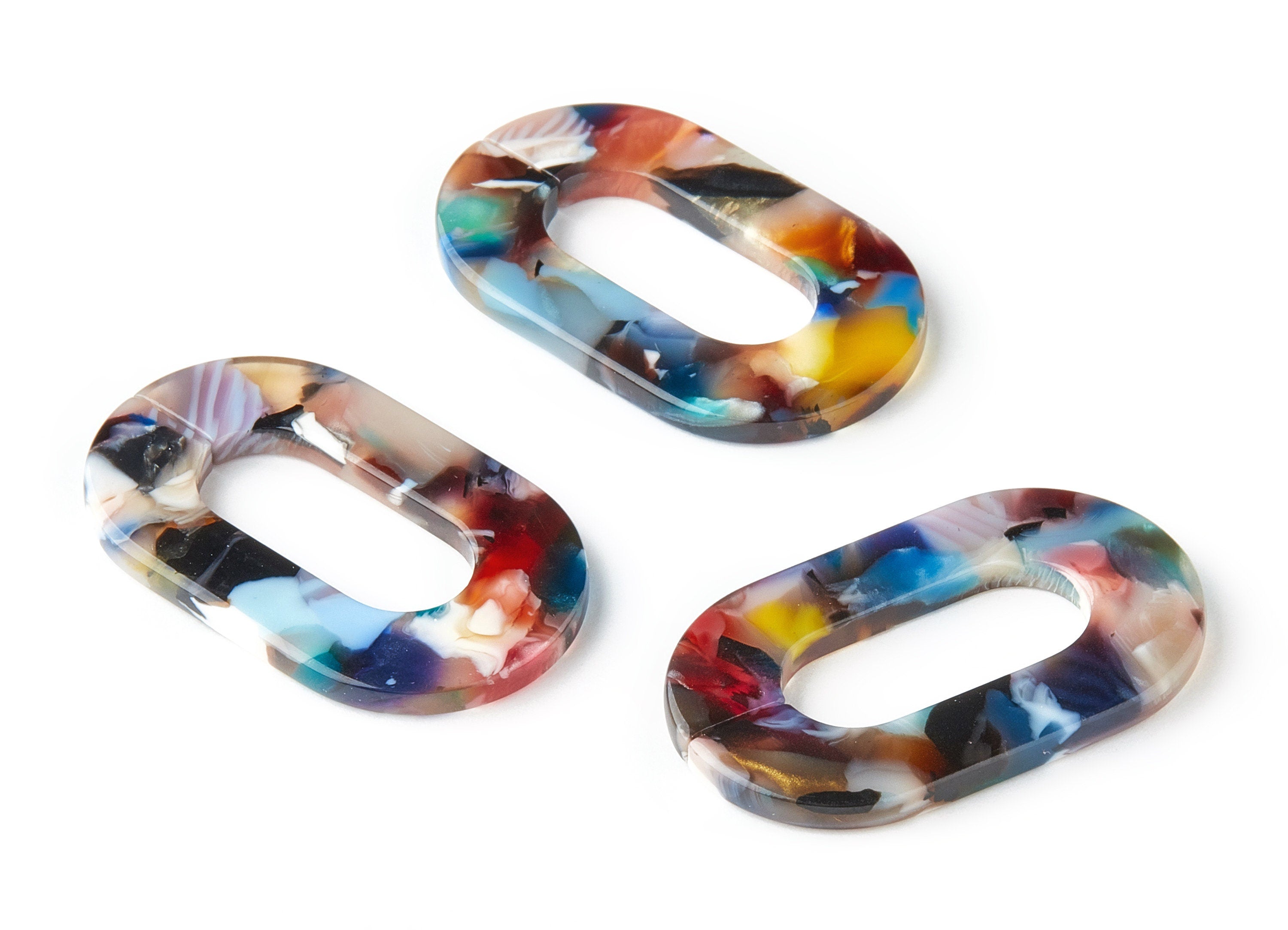 Acetate Acrylic Charms - Laser Cut Open Oval Flat Cable Chain - Jewelry Supplies - Color Code: A60 - 32.52x19.75x2.66mm - AC1148C - DOMEDBAZAAR
