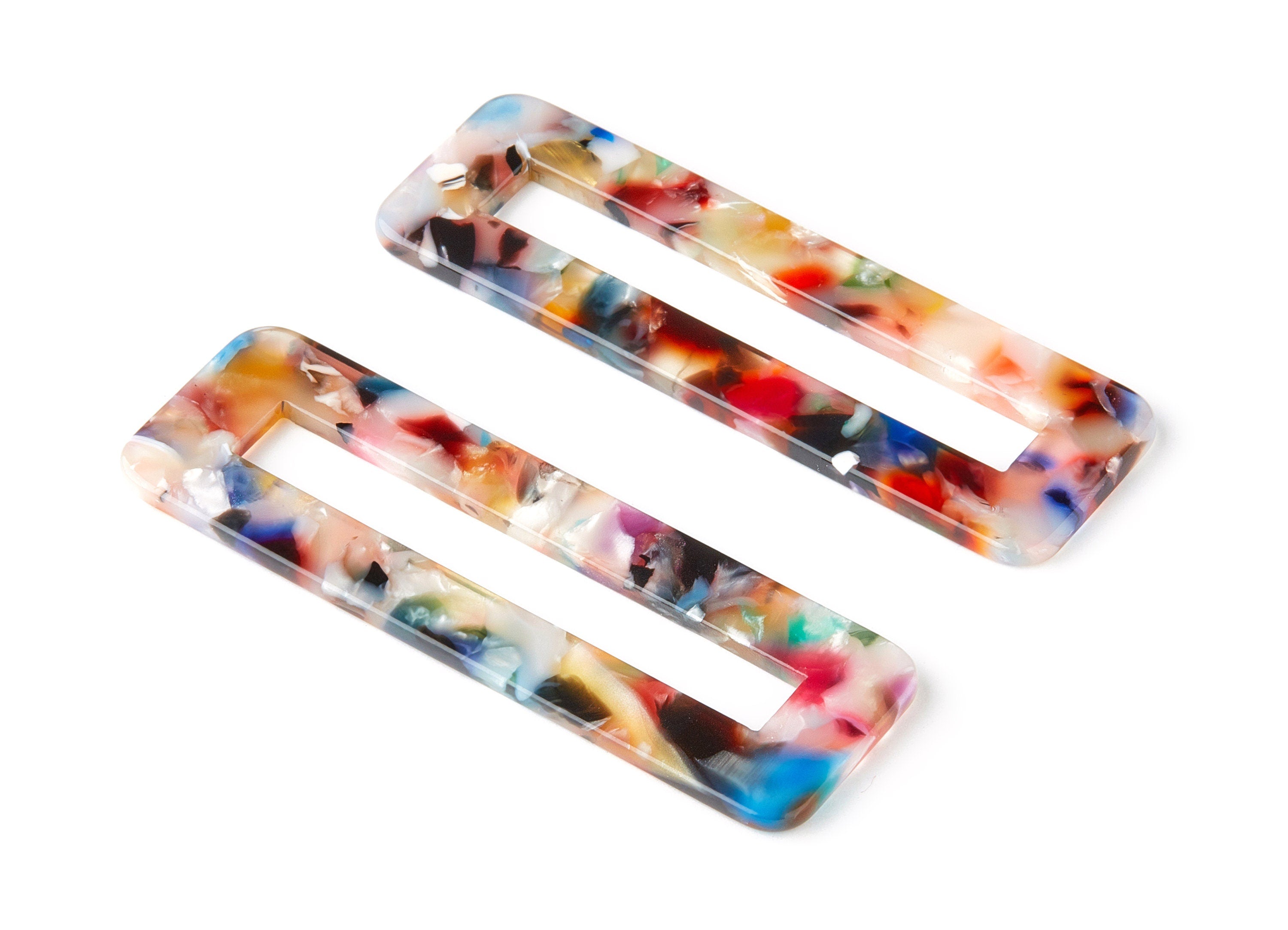 Acetate Hair Clip Charms -  Rectangle Hair Barrette - Jewelry Supplys  - Color Code:A58 - 67.8x21.7x2.5mm - AC1547-A58 - DOMEDBAZAAR