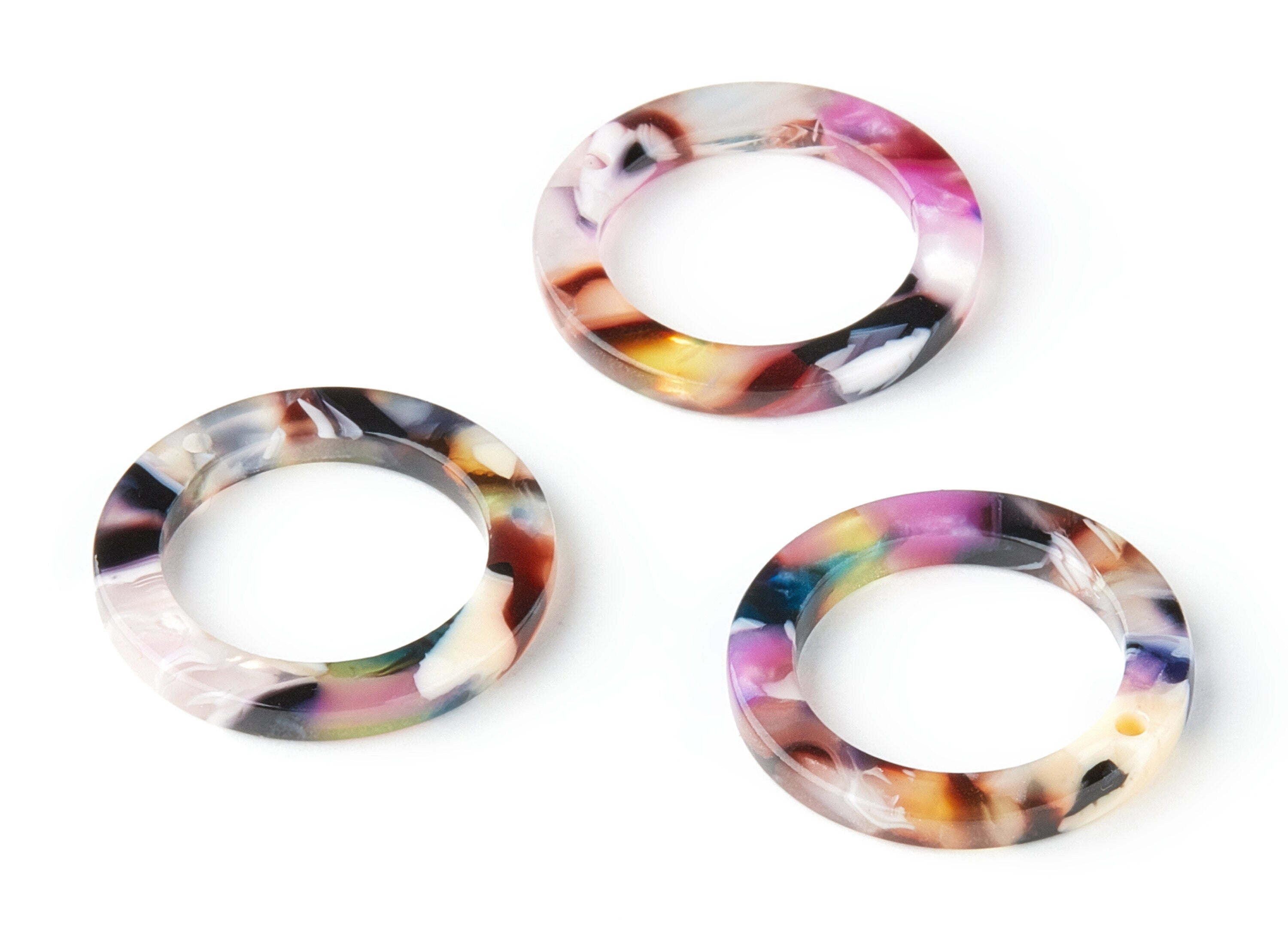Acetate Hoop Earring Charms - Acrylic Circle Pendant - Earring Findings - Jewelry Supplies - Color Code: A11 - 22.8x22.8x2.63mm - AC1118-A11 - DOMEDBAZAAR