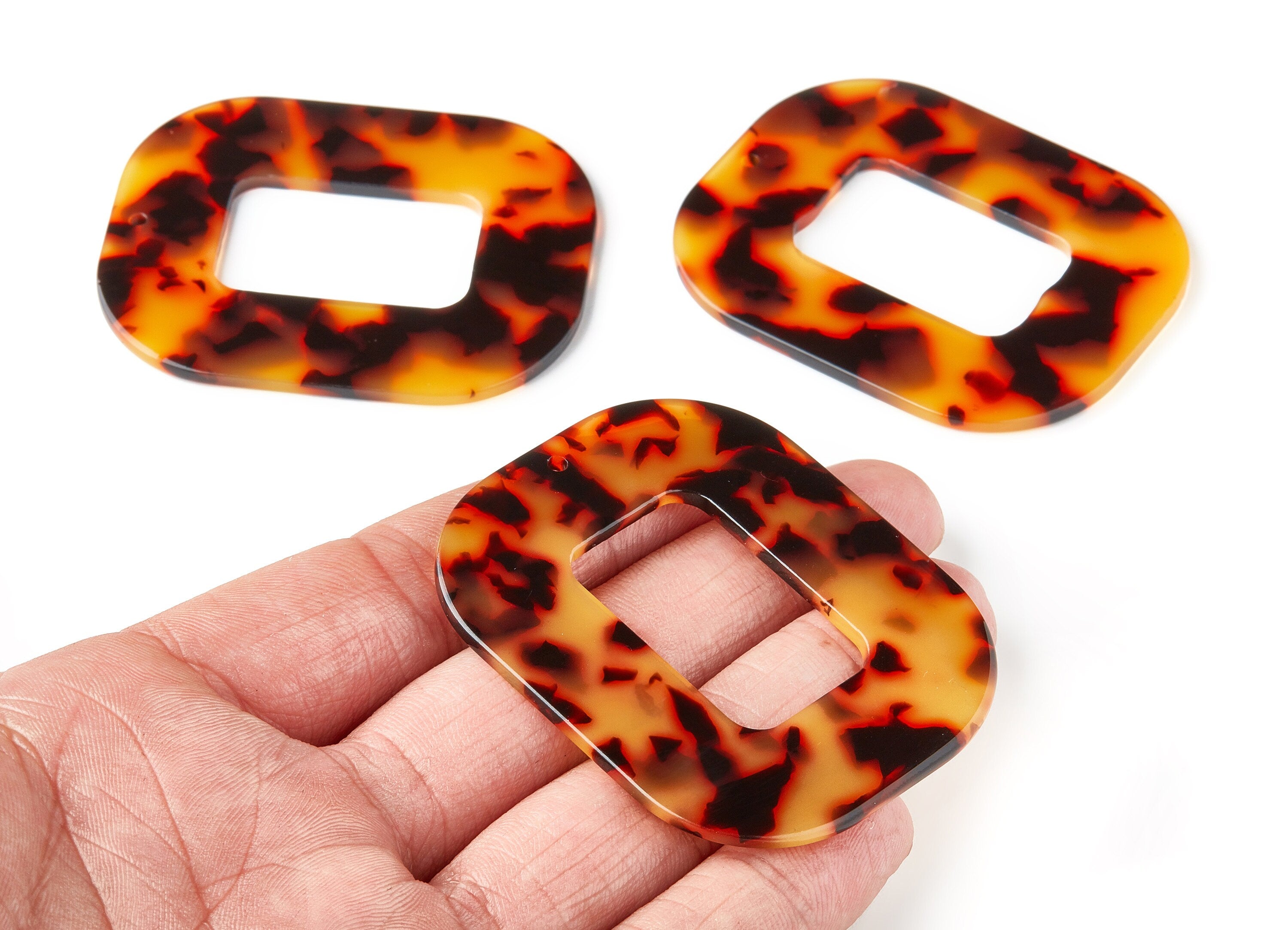Acetate Acrylic Earring Charms - Tortoise Shell Earrings - Big Rectangle pendant - Color Code: A05 - 59.2x49.2x2.5mm - AC1092A - DOMEDBAZAAR