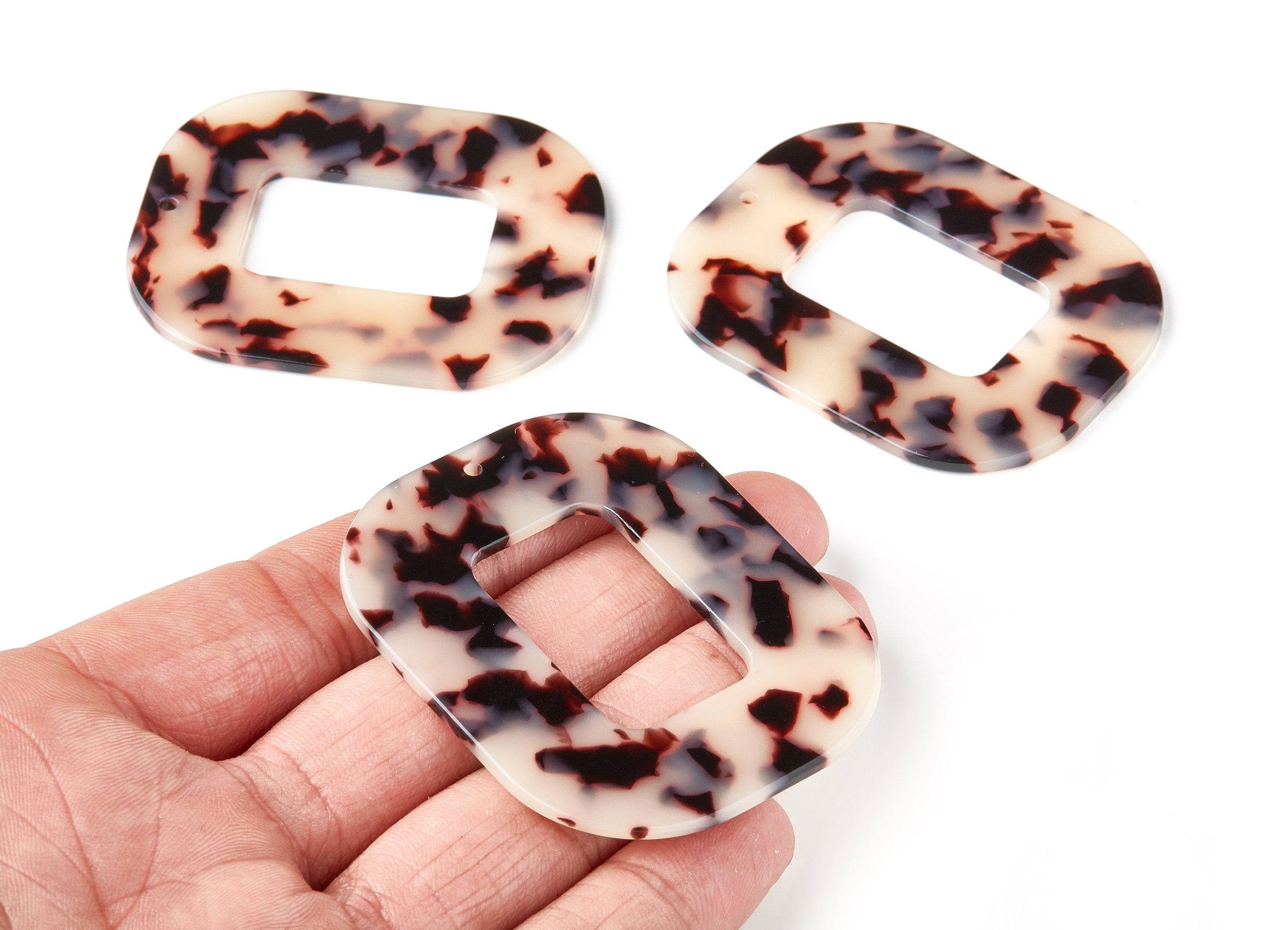 Acetate Acrylic Earring Charms - Blonde Tortoise Shell Earrings - Big Rectangle pendant - Color Code: A07 - 59.2x49.2x2.5mm - AC1092B - DOMEDBAZAAR