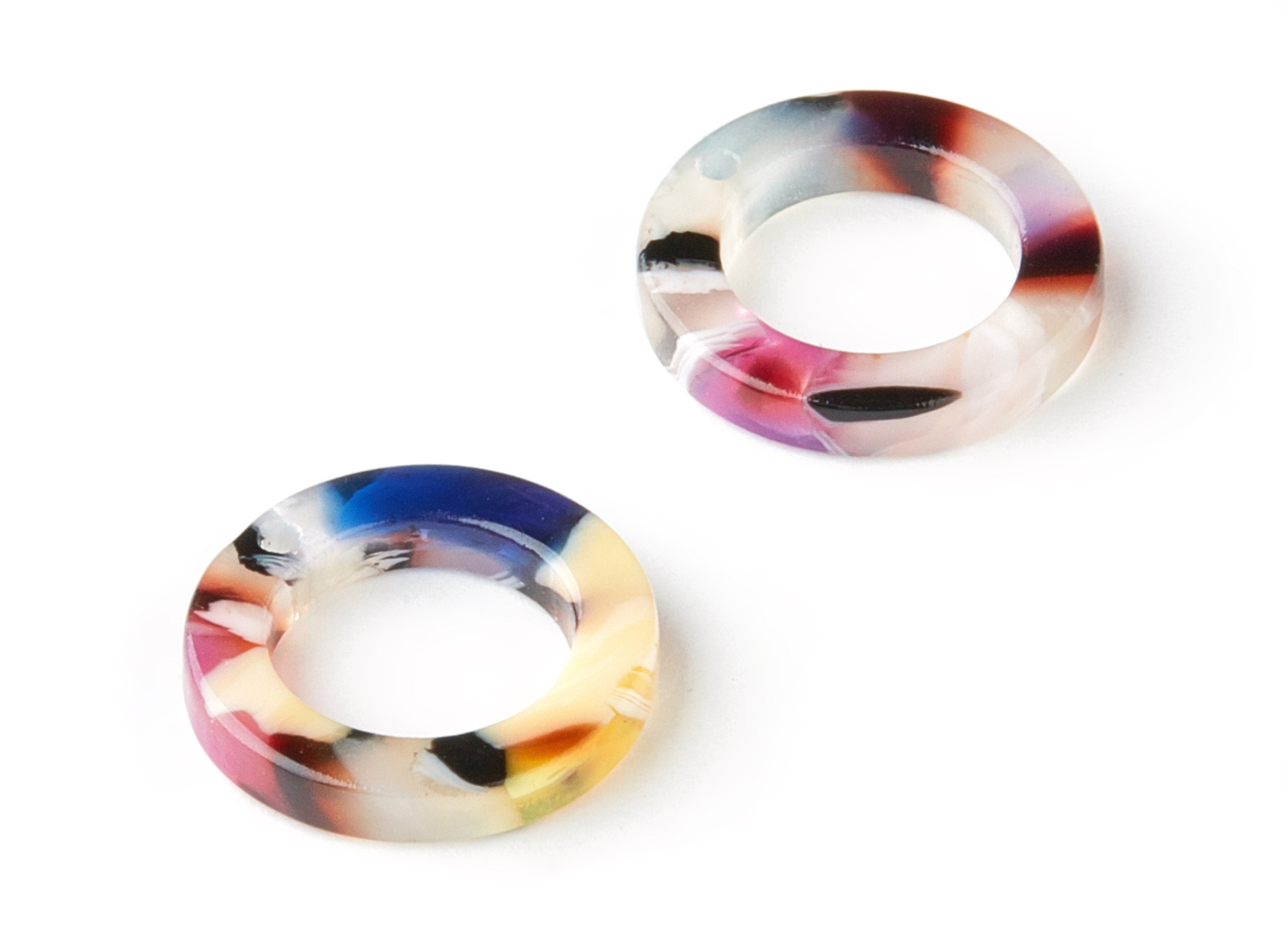 Acetate Hoop Earring Charms - Acetate Circle Pendant - Earring Findings - Jewelry Supplies - Color Code:A11 - 15x15x2.7mm - AC1152-A11 - DOMEDBAZAAR