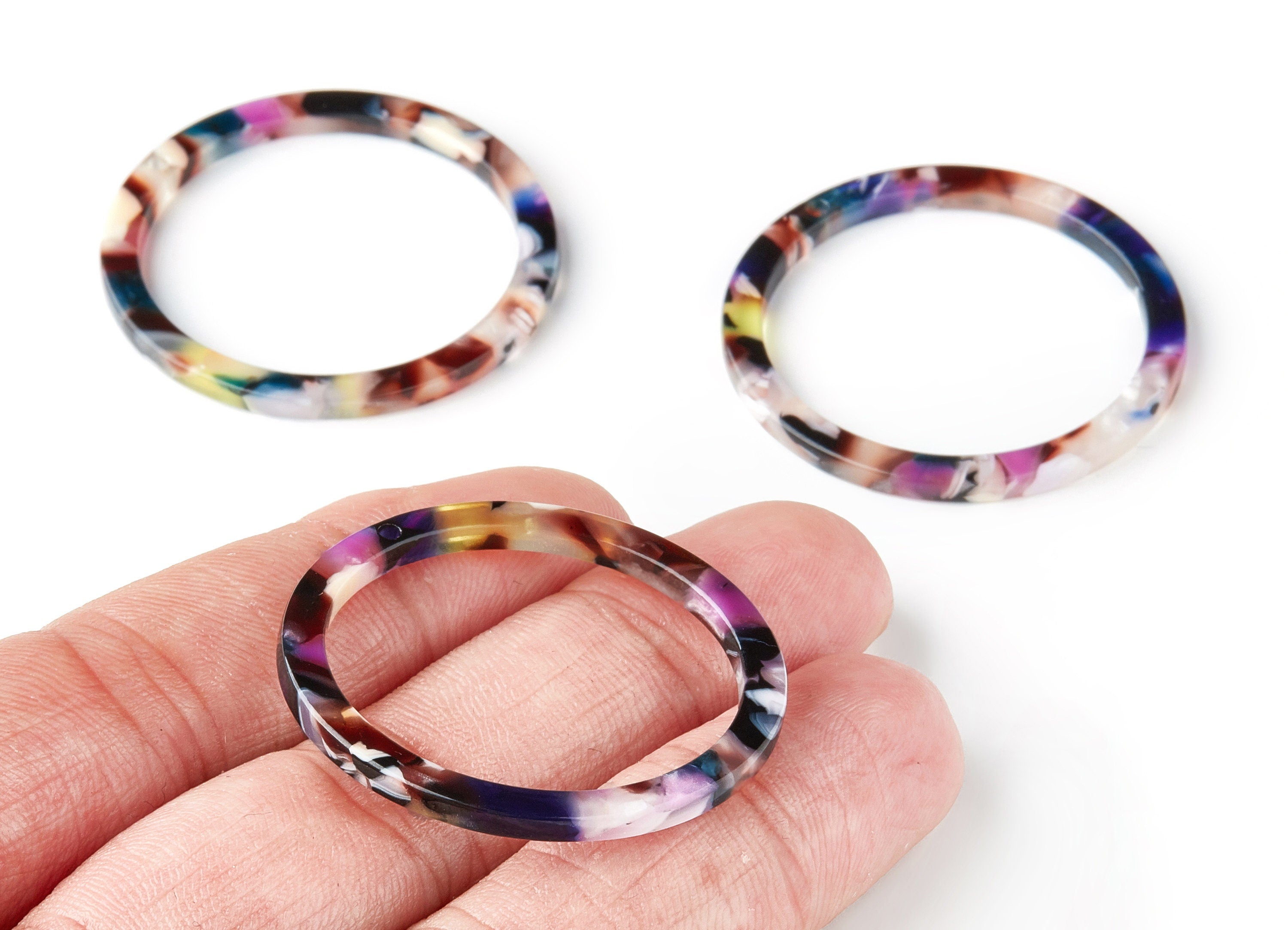 Acetate Acrylic Earring Charms - Circle Shaped Charm - Earring Findings - Jewelry Supplies - Color Code:A11 - 36.5x36.5x2.6mm - AC1120-A11 - DOMEDBAZAAR