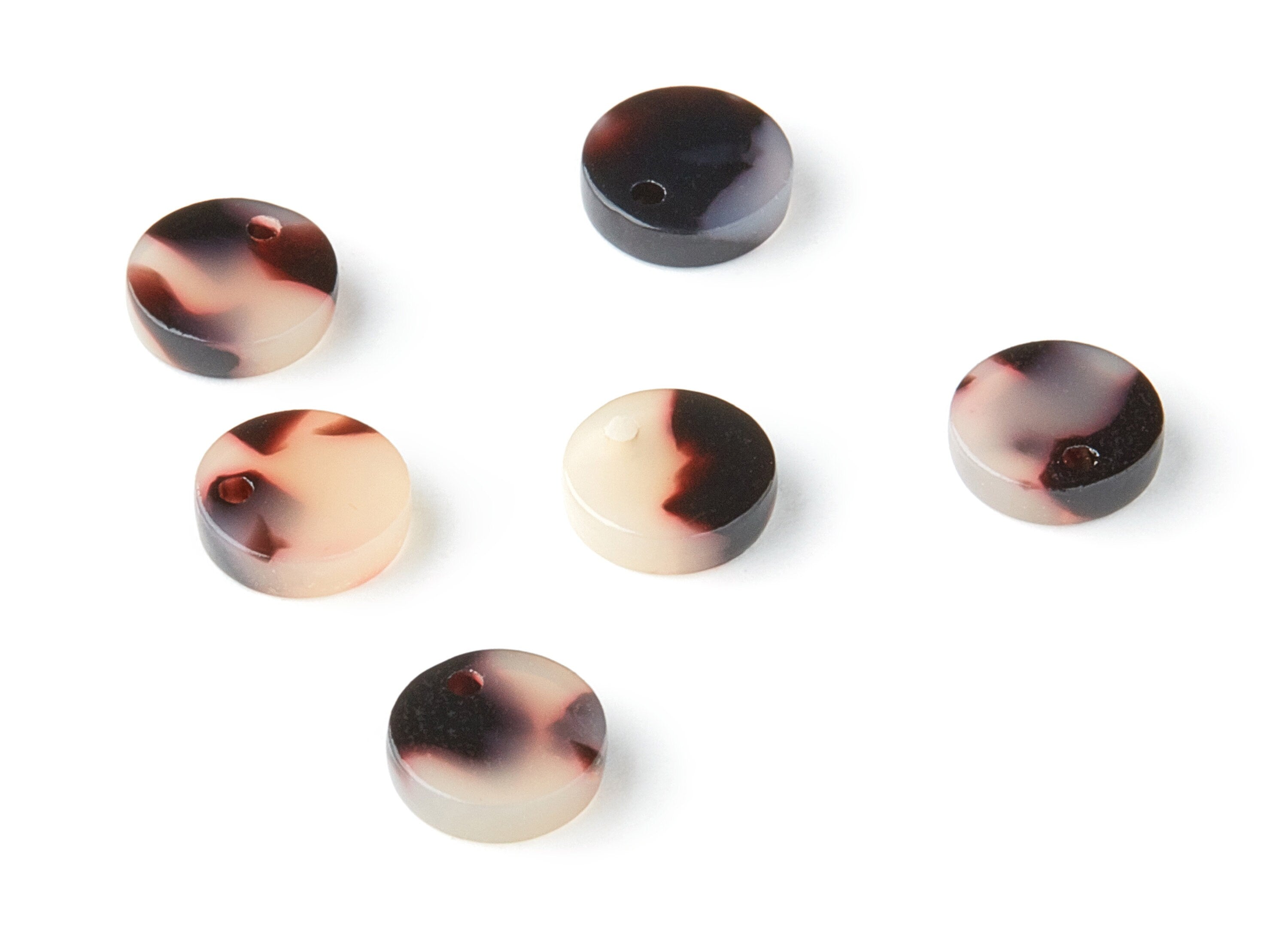 Acetate Acrylic Earring Charms - Blonde Tortoise Shell Earrings - Circle Pendant - Color Code: A06 - 8.82x8.82x2.7mm - AC1116K - DOMEDBAZAAR