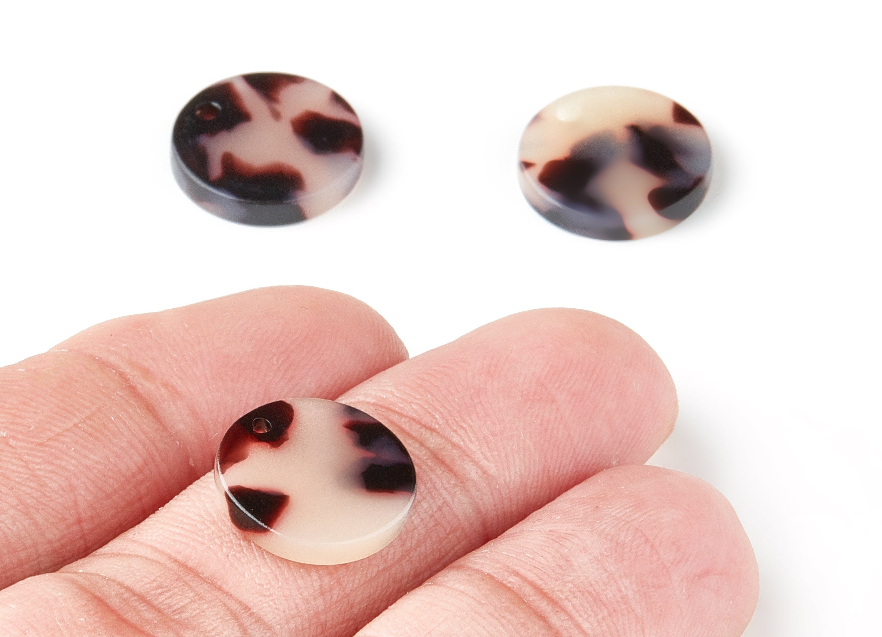 Acetate Coin & Round Charms - Blonde Tortoise Shell Earrings - Coin Earrings and Pendant - Color Code: A07 - 14.5x14.5x2.56mm - AC1064-A07 - DOMEDBAZAAR