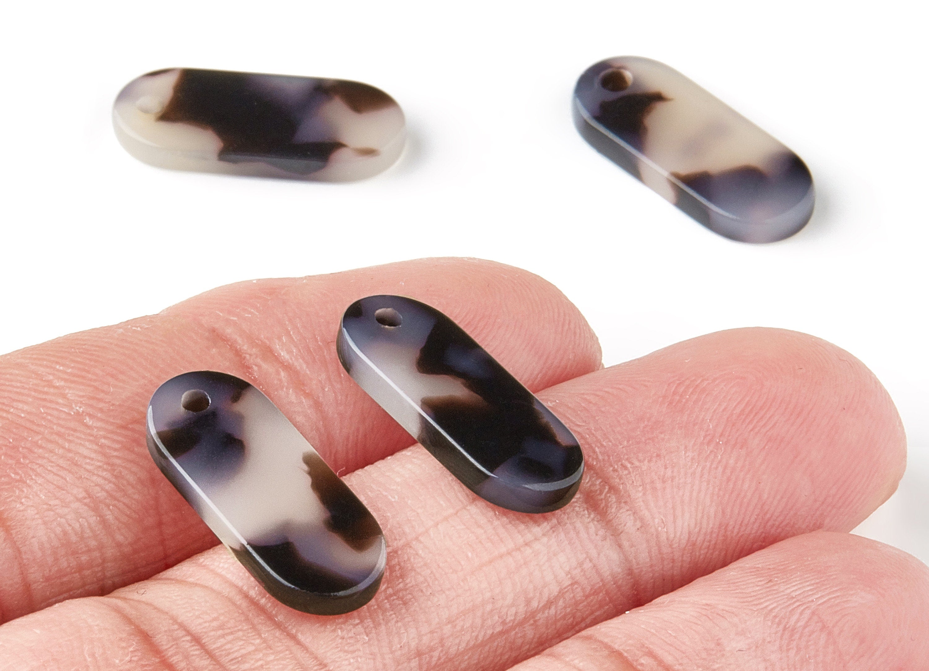 Acetate Acrylic Earring Charms - Blonde Tortoise Shell Earrings - Oval Shaped Pendant - Color Code: A06 - 18.78x7.85x2.7mm - AC1578-A06 - DOMEDBAZAAR