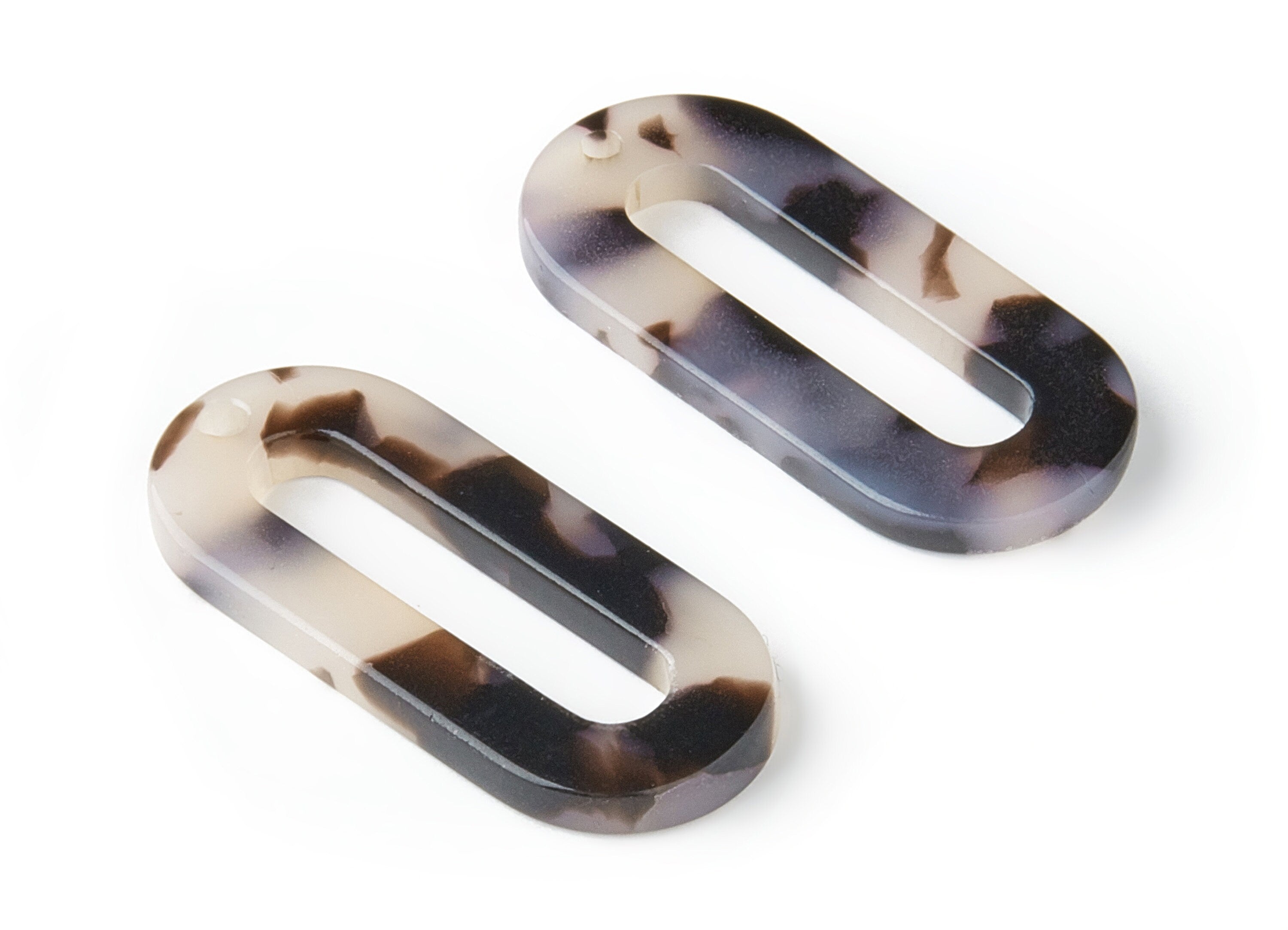 Acetate Oval & Zero Charms - Blonde Tortoise Shell Earrings - Zero / Oval Earrings and Pendant - Color Code: A06 - 30x13.5x2.6mm - AC1033DD - DOMEDBAZAAR