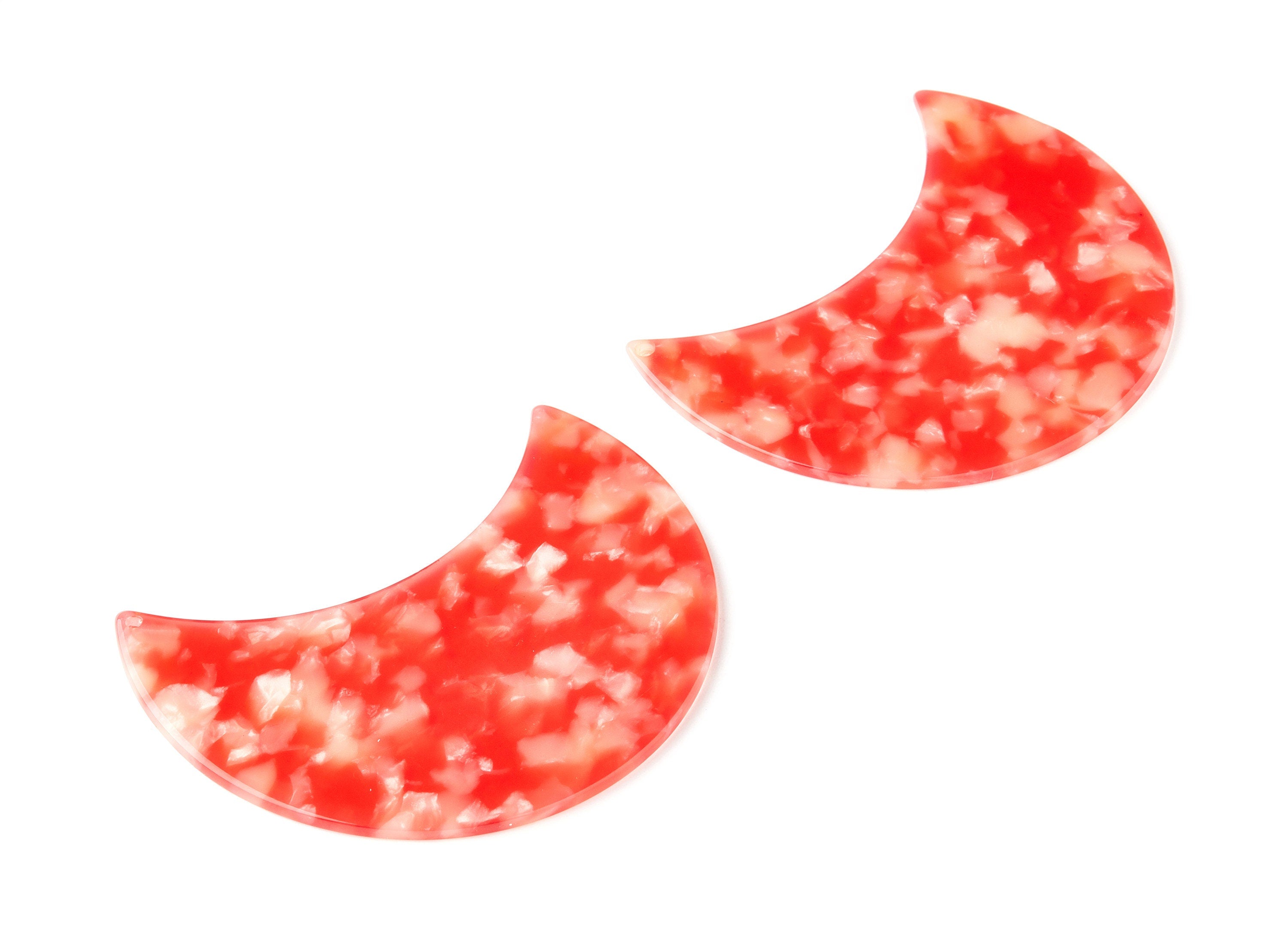 Acetate Acrylic Wall Decor Charms - Moon Wall Hanging - Moon Shaped Wall Decor with 1 Hole - Color Code: A34 - 74.77x41.43x2.64mm - AC1231B2 - DOMEDBAZAAR