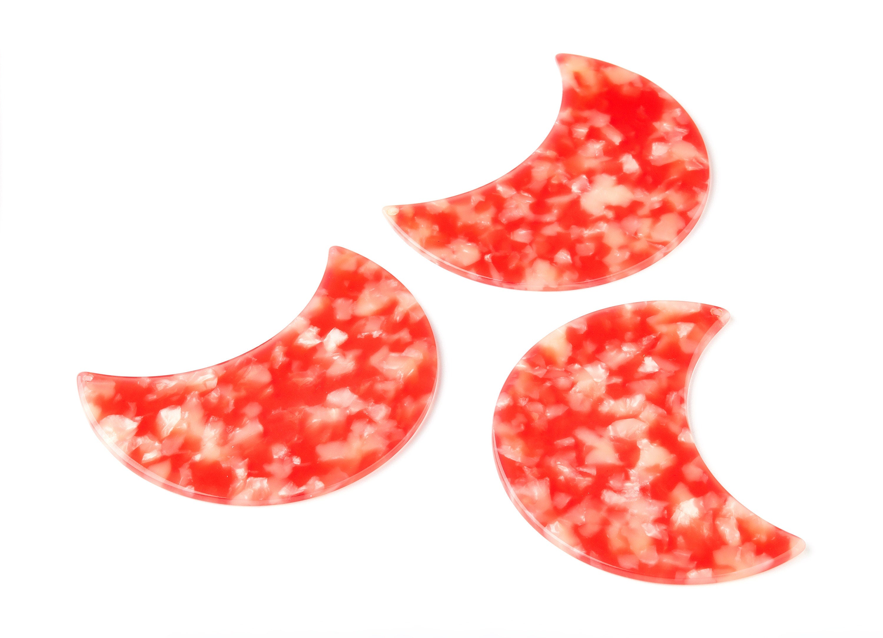 Acetate Acrylic Wall Decor Charms - Moon Wall Hanging - Moon Shaped Wall Decor with 1 Hole - Color Code: A34 - 74.77x41.43x2.64mm - AC1231B2 - DOMEDBAZAAR