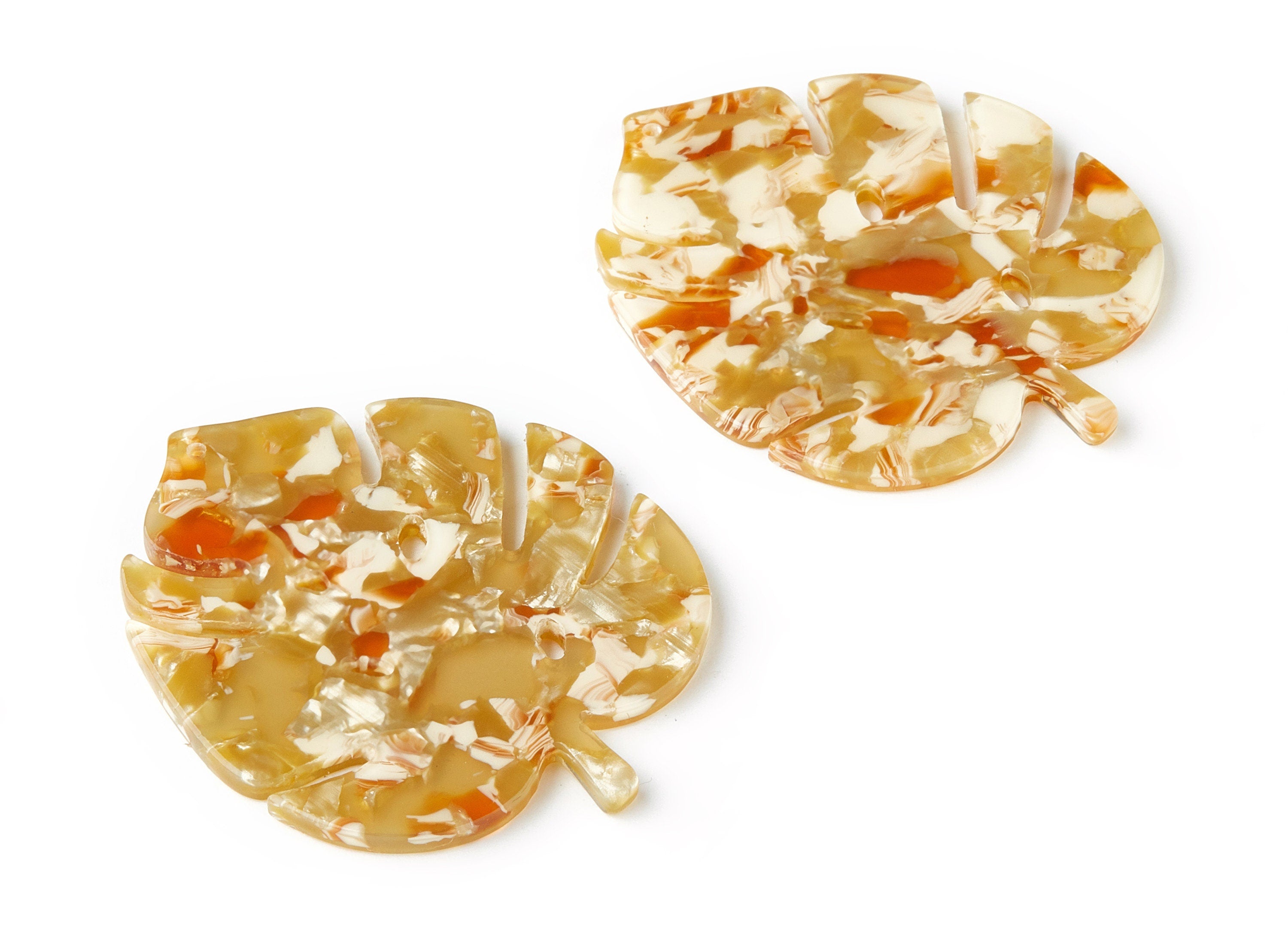 Acetate Leaf Earring Charms - Acrylic Leaf Pendant - Earring Findings - Jewelry Supplies - Color Code: A119 - 49.9x41.1x2.36mm - AC1436A - DOMEDBAZAAR