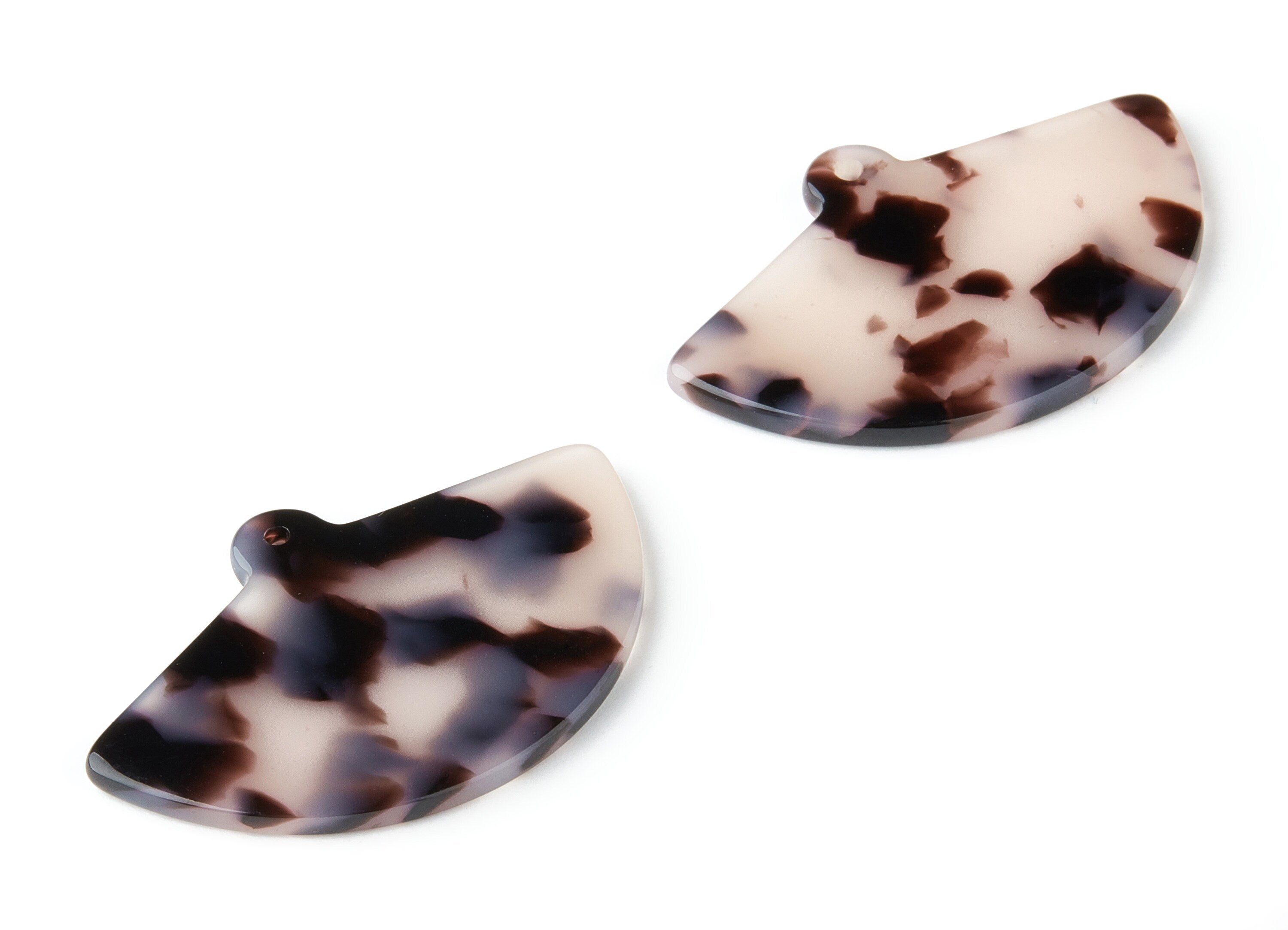 Acetate Acrylic Earring Charm - Blonde Tortoise Shell Earrings - Fan Shaped Pendant - Color Code: A06 - 41.9x27.3x2.4mm - AC1558-A06 - DOMEDBAZAAR
