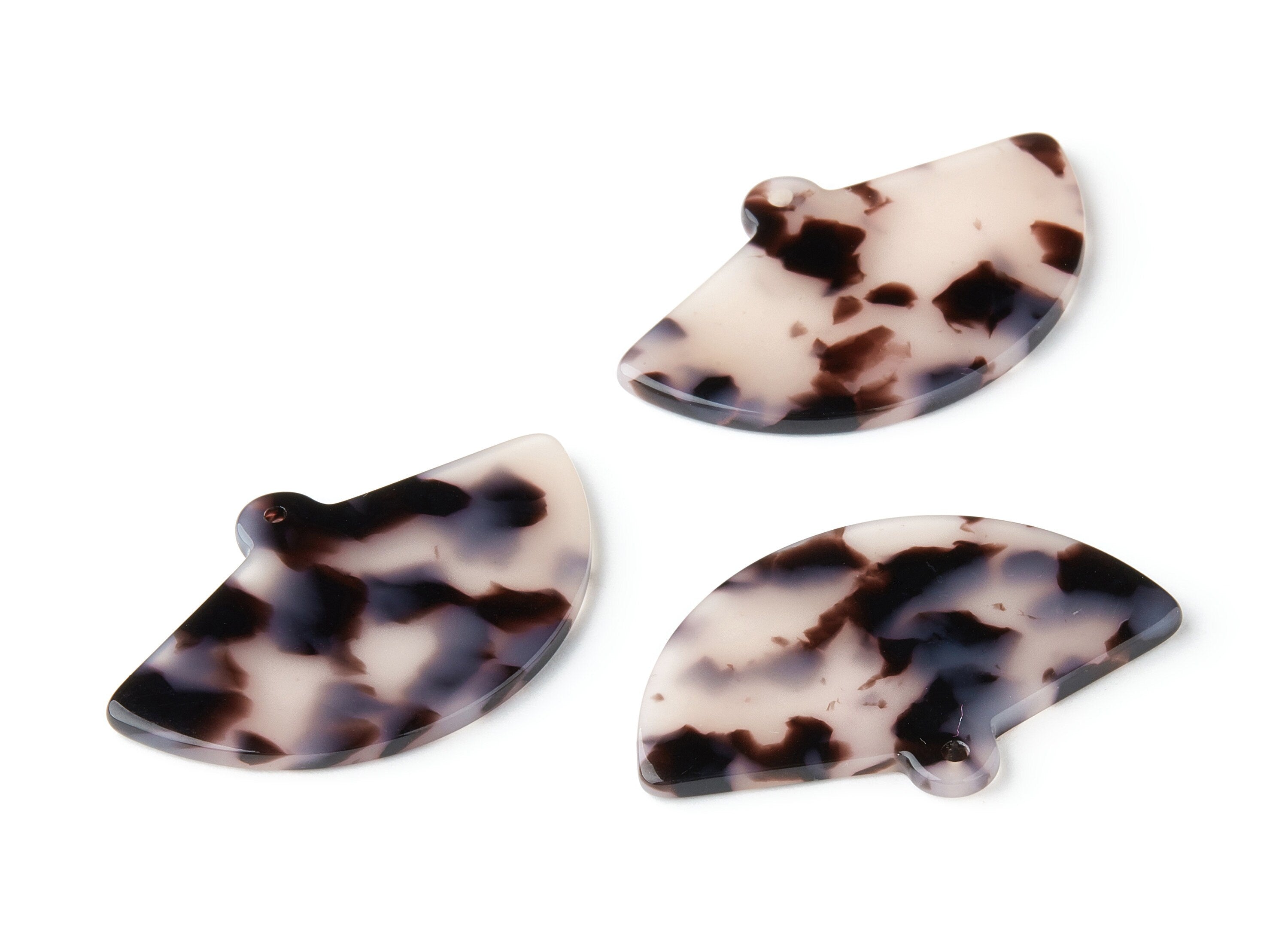 Acetate Acrylic Earring Charm - Blonde Tortoise Shell Earrings - Fan Shaped Pendant - Color Code: A06 - 41.9x27.3x2.4mm - AC1558-A06 - DOMEDBAZAAR