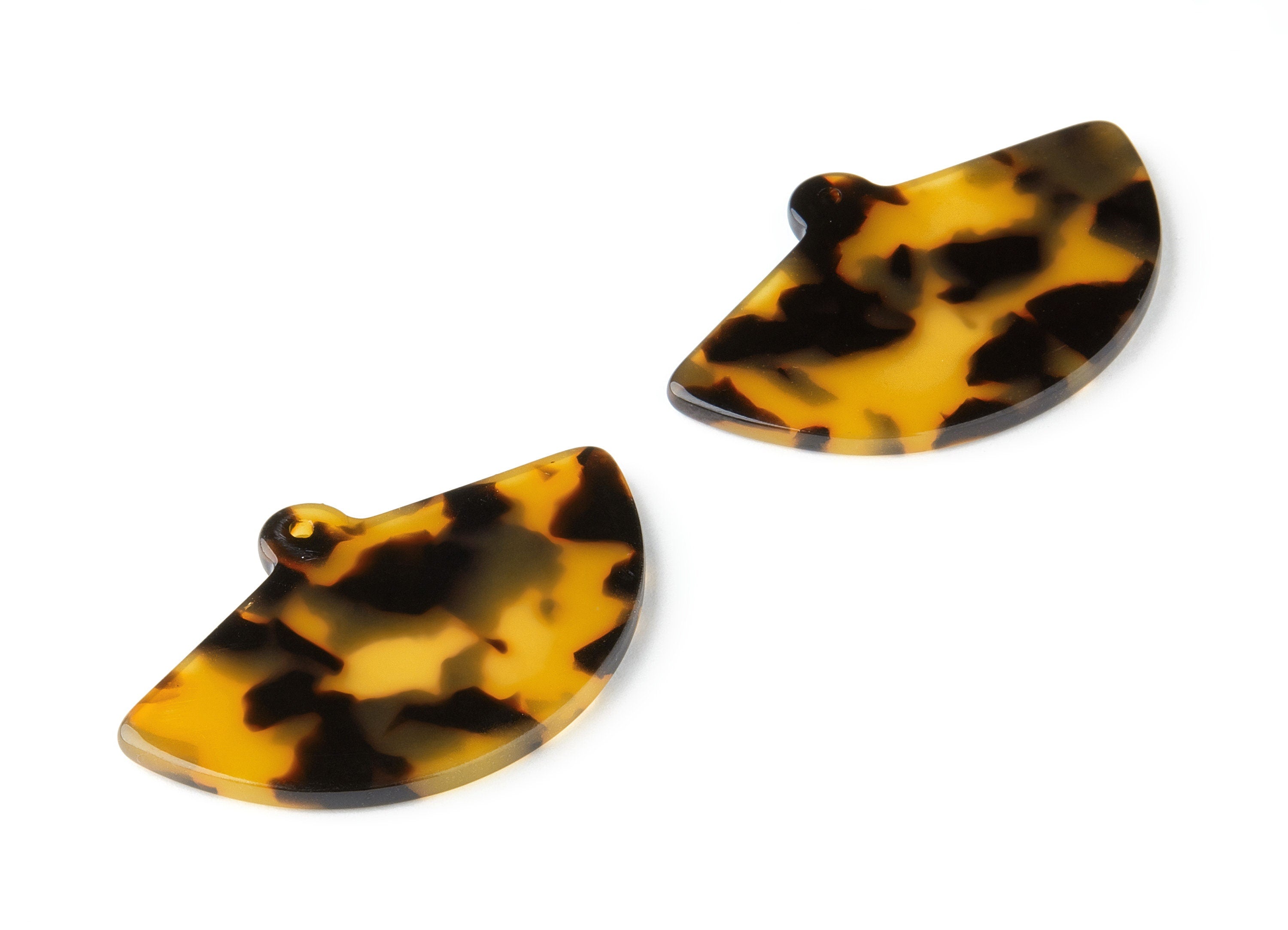 Acetate Acrylic Earring Charm - Tortoise Shell Earrings - Fan Pendant - Jewelry Supplies - Color Code: A01 - 41.9x27.3x2.4mm - AC1558-A01 - DOMEDBAZAAR