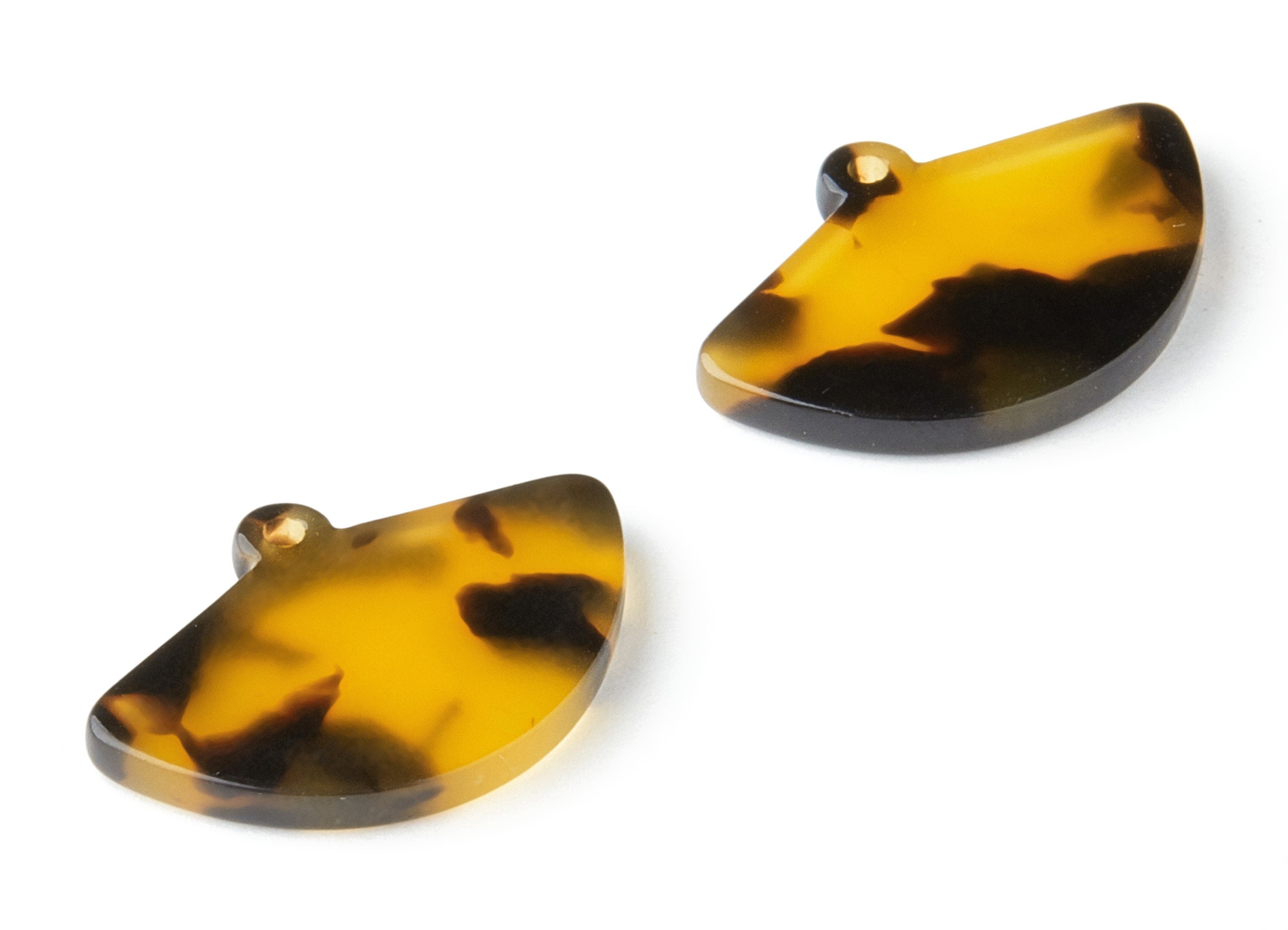Acetate Acrylic Fan Charms - Tortoise Shell Earring - Fan Pendant - Jewelry Making Supplies - Color Code: A02 - 22.5x15.3x2.5mm - AC1559-A02 - DOMEDBAZAAR