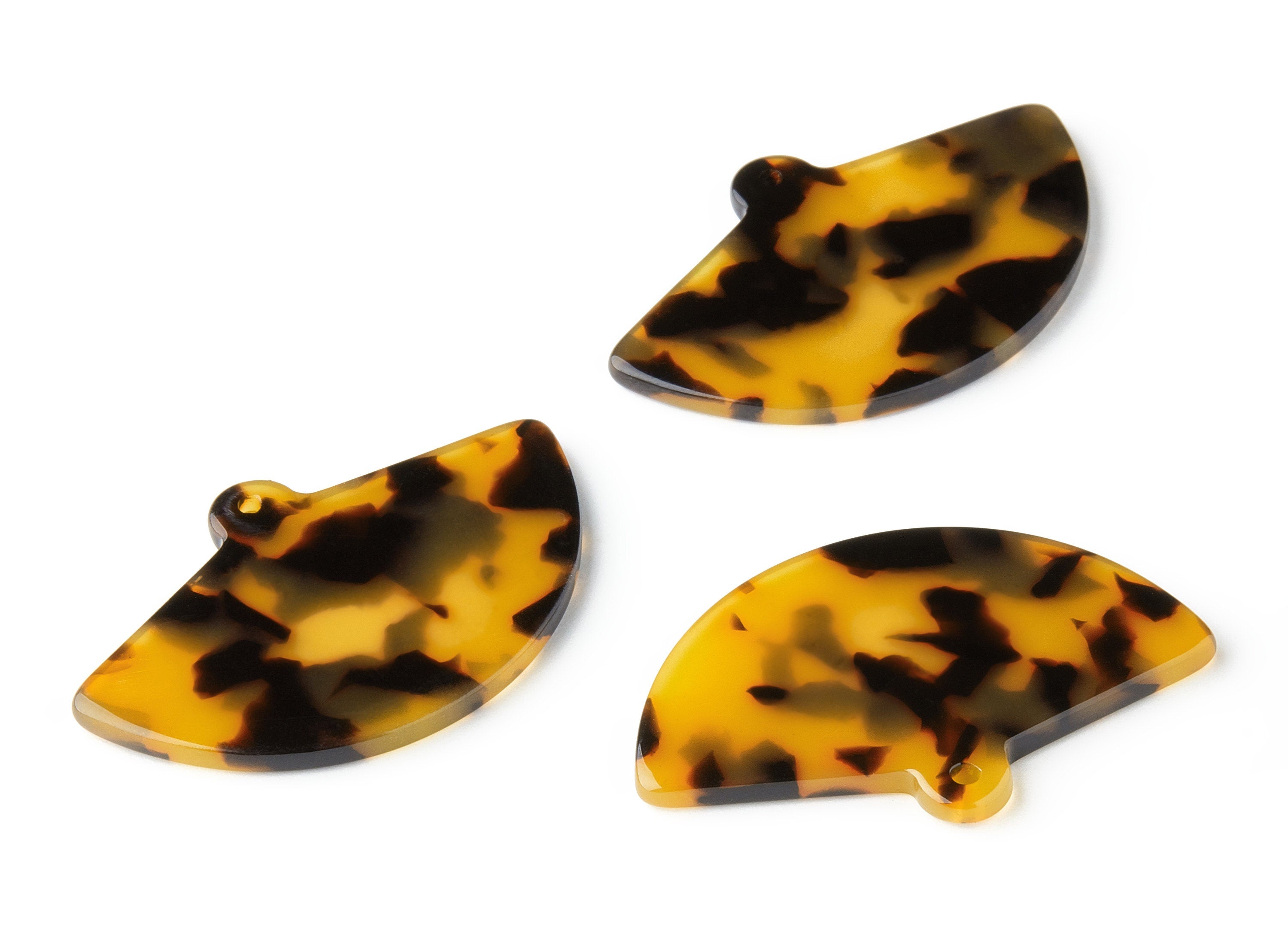 Acetate Acrylic Earring Charm - Tortoise Shell Earrings - Fan Pendant - Jewelry Supplies - Color Code: A01 - 41.9x27.3x2.4mm - AC1558-A01 - DOMEDBAZAAR