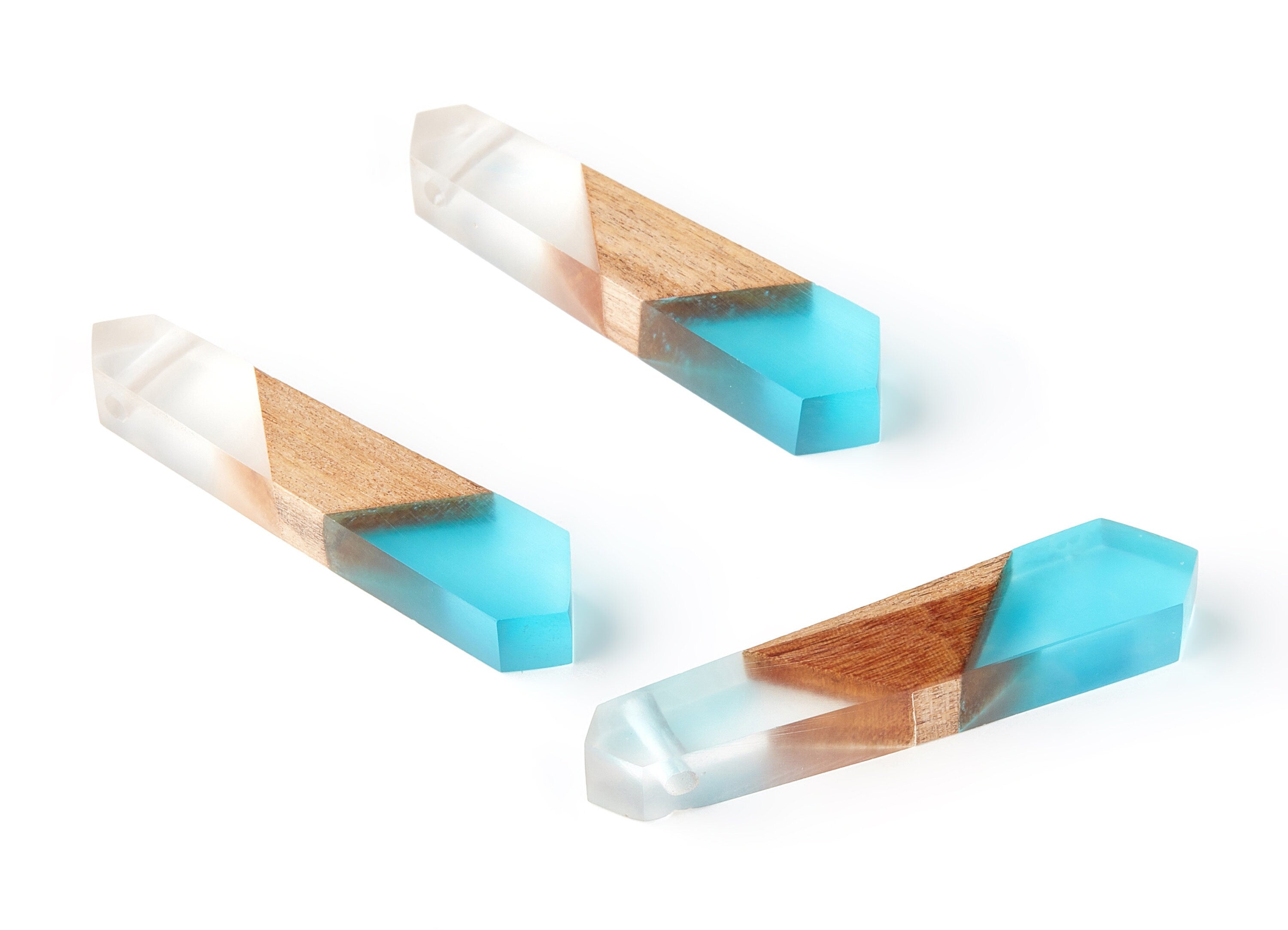 Wood Resin Pendant - Natural Mahogany Wooden Charms - Epoxy Resin Necklace - Jewelry Supplies - Wooden Beads - 50x10.93x5.7mm - BB1055A - DOMEDBAZAAR