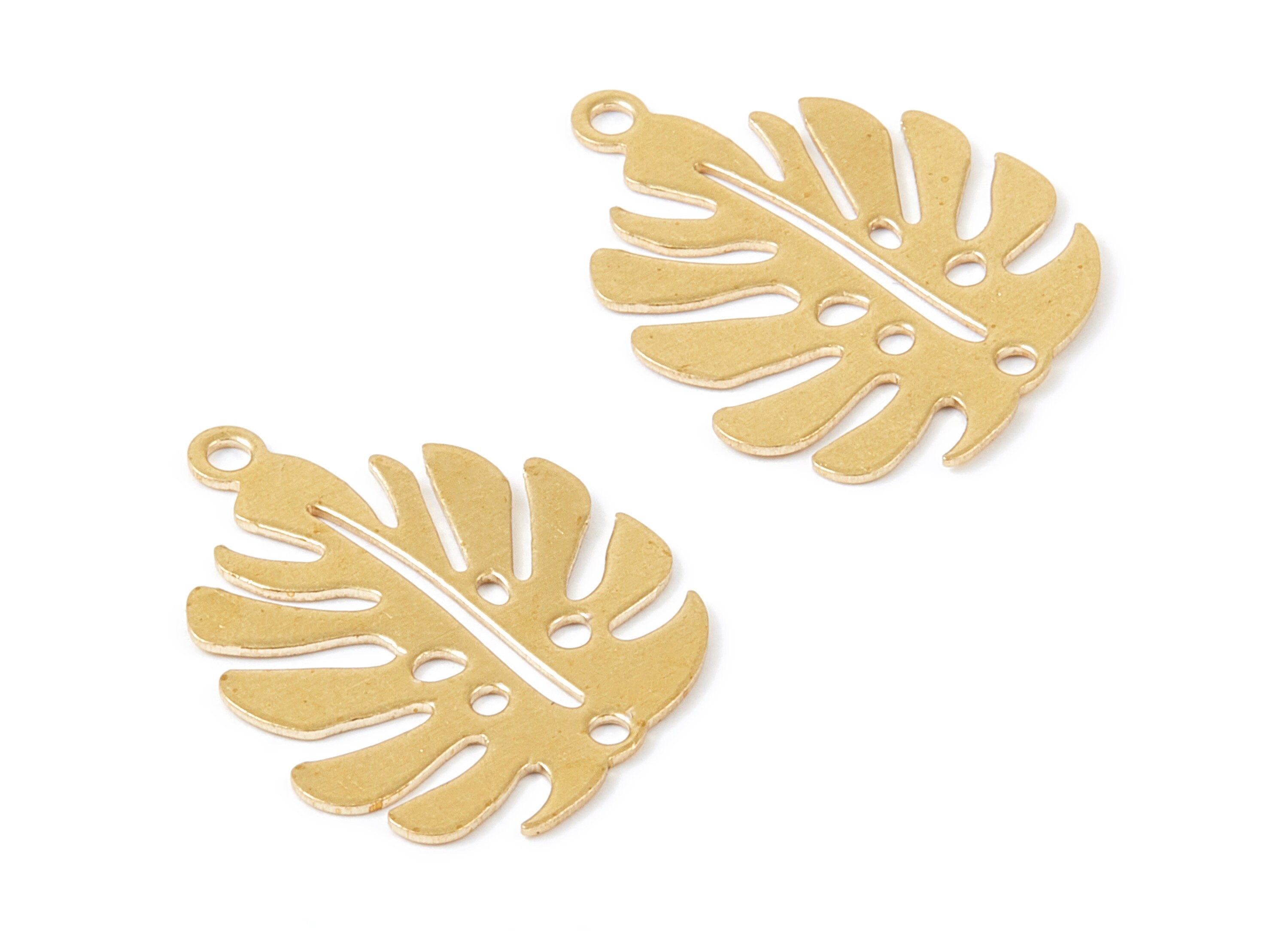 Brass Leaf Charms - Raw Brass Leaf Shaped Pendant - Earring Findings - Jewelry Supplies - 25.4x20x0.6mm - PP2139 - DOMEDBAZAAR