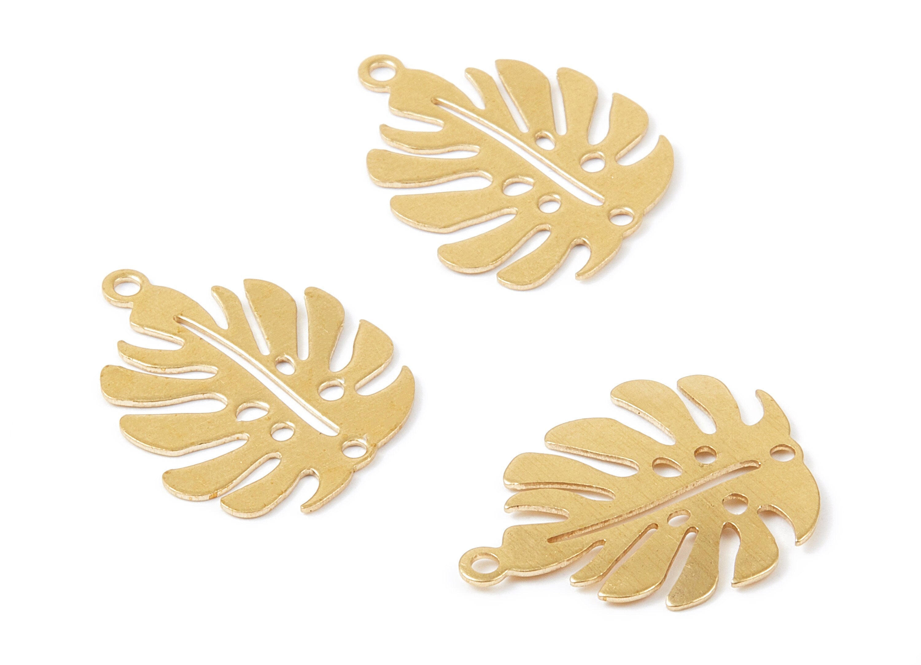 Brass Leaf Charms - Raw Brass Leaf Shaped Pendant - Earring Findings - Jewelry Supplies - 25.4x20x0.6mm - PP2139 - DOMEDBAZAAR