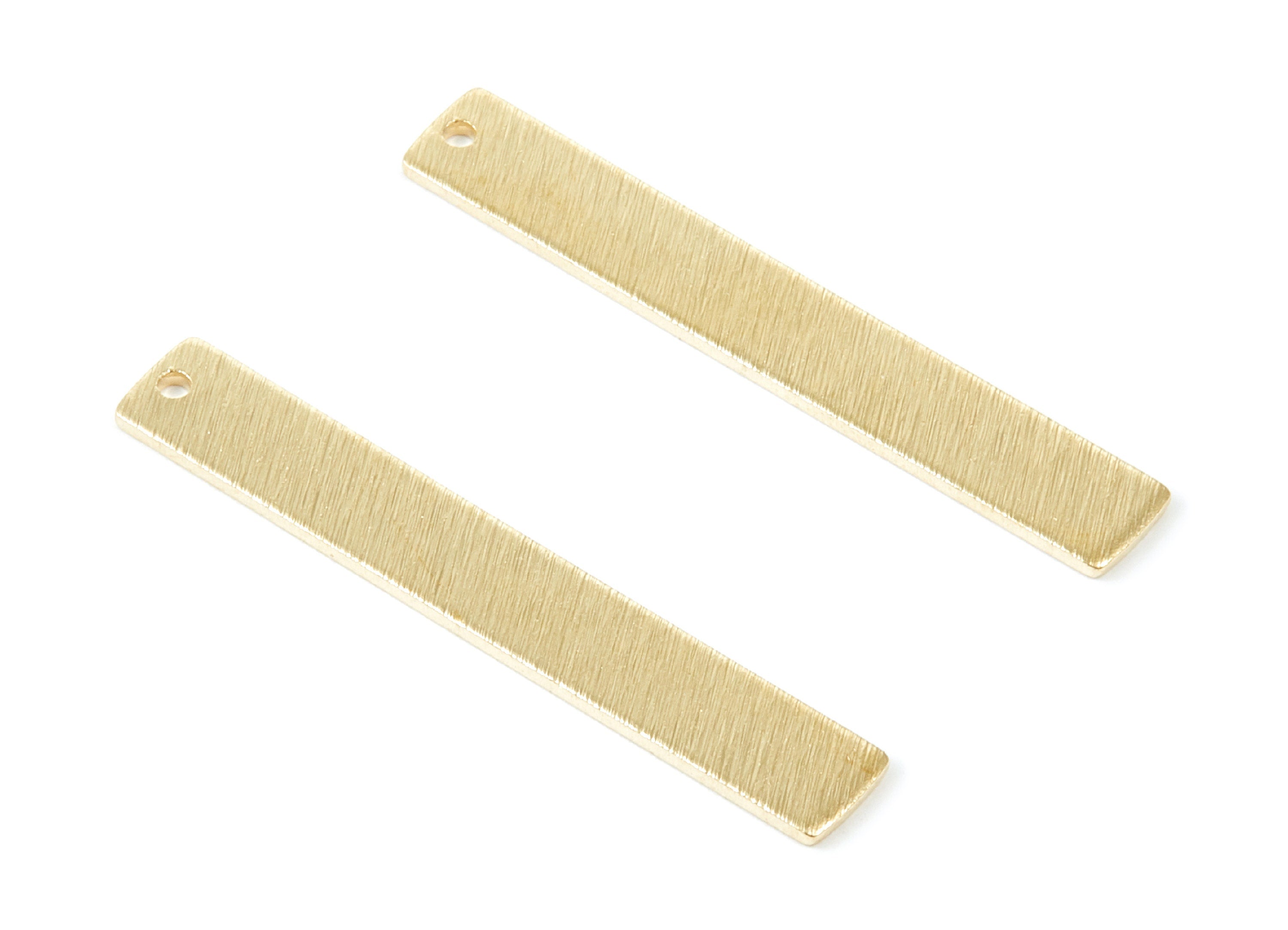 Brass Strip Shaped Charms - Raw Brass Textured Strip Shaped Pendants With 1 Hole - Jewelry Supplies - 40,8x6,08x1mm - PP2108 - DOMEDBAZAAR