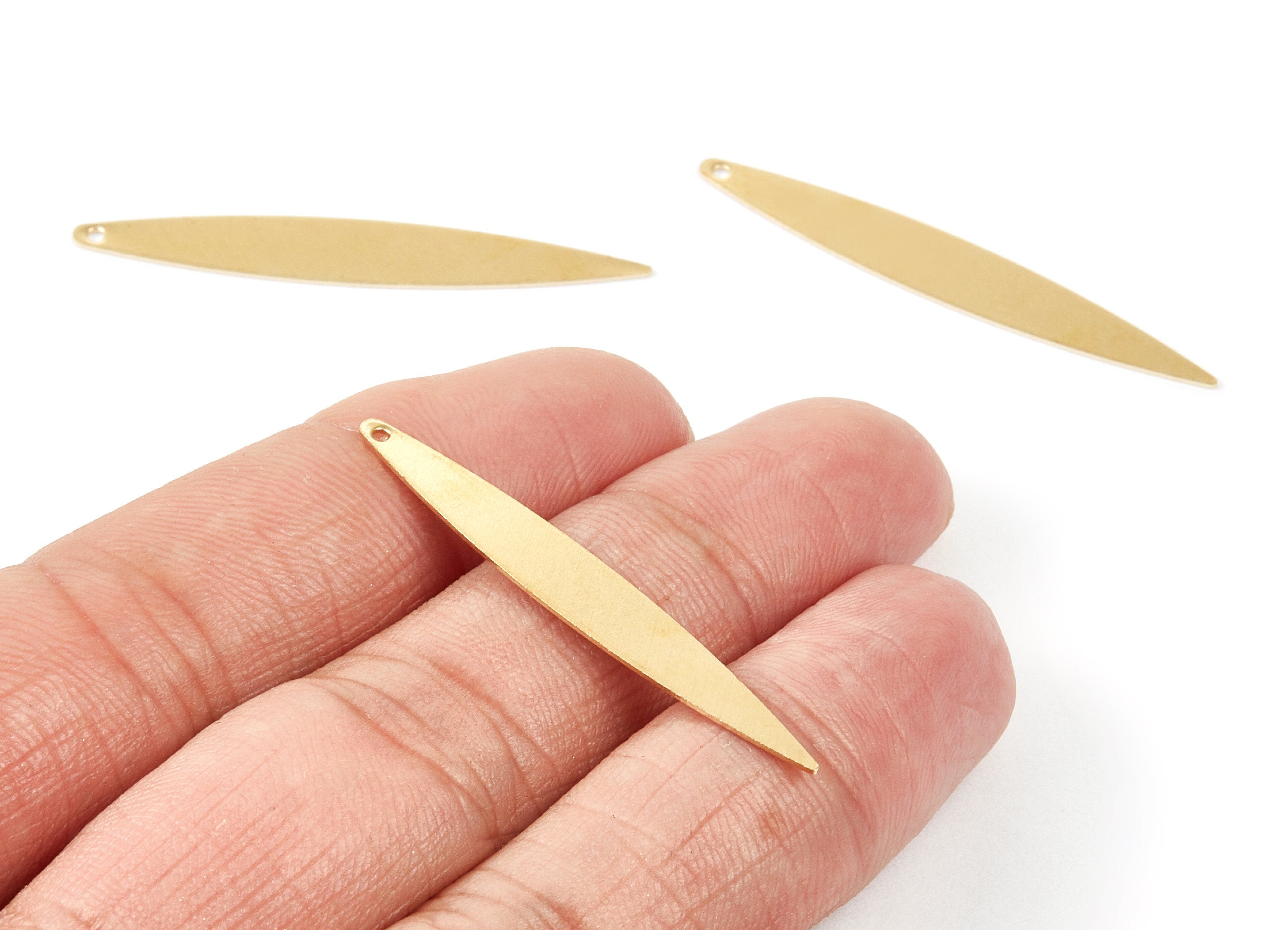 Personalized stamping blank - Brass Strip Shaped Charms - Raw Brass Strip Shaped Pendants With 1 Hole - 41,89x5,92x0,42mm - PP1946 - DOMEDBAZAAR