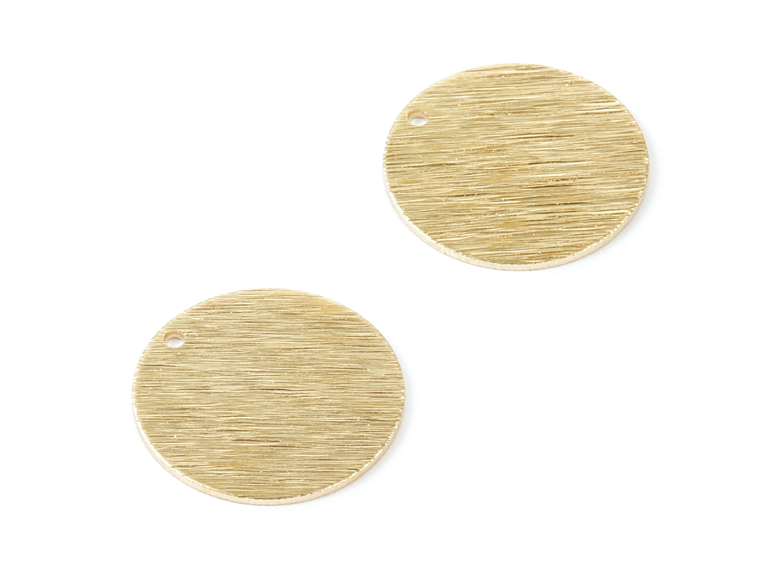 Brass Round Charms - Rough Textured Raw Brass Pendant With 1 Hole - Earring Findings - Jewelry Supplies - 20x20x0,84mm - PP1873 - DOMEDBAZAAR