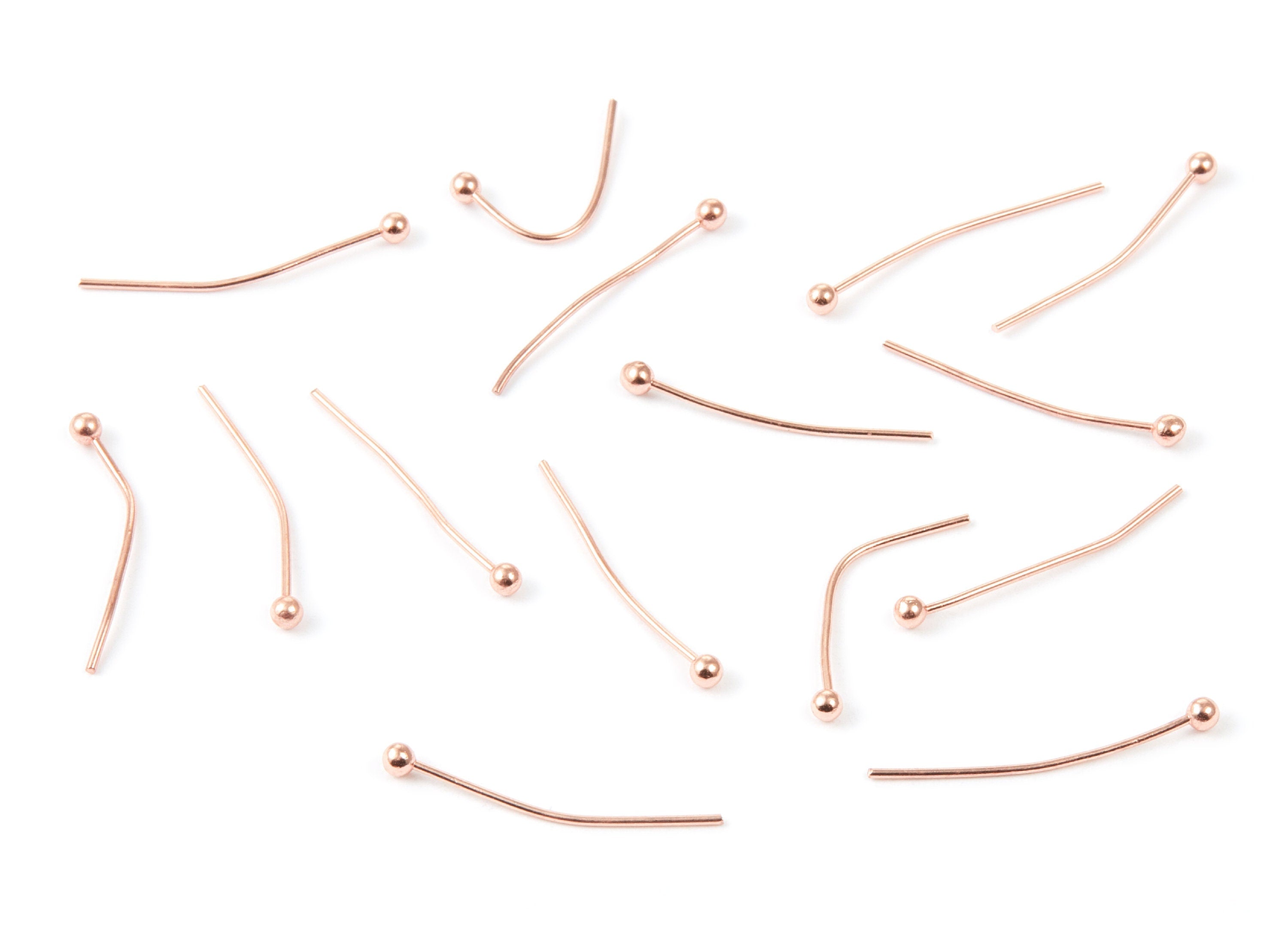 Brass Ball Head Pins - 0.6x20x2.0 - Rose Tone Plated Brass - Jewelry Findings - 20x2x0.6mm - PP1718 - DOMEDBAZAAR